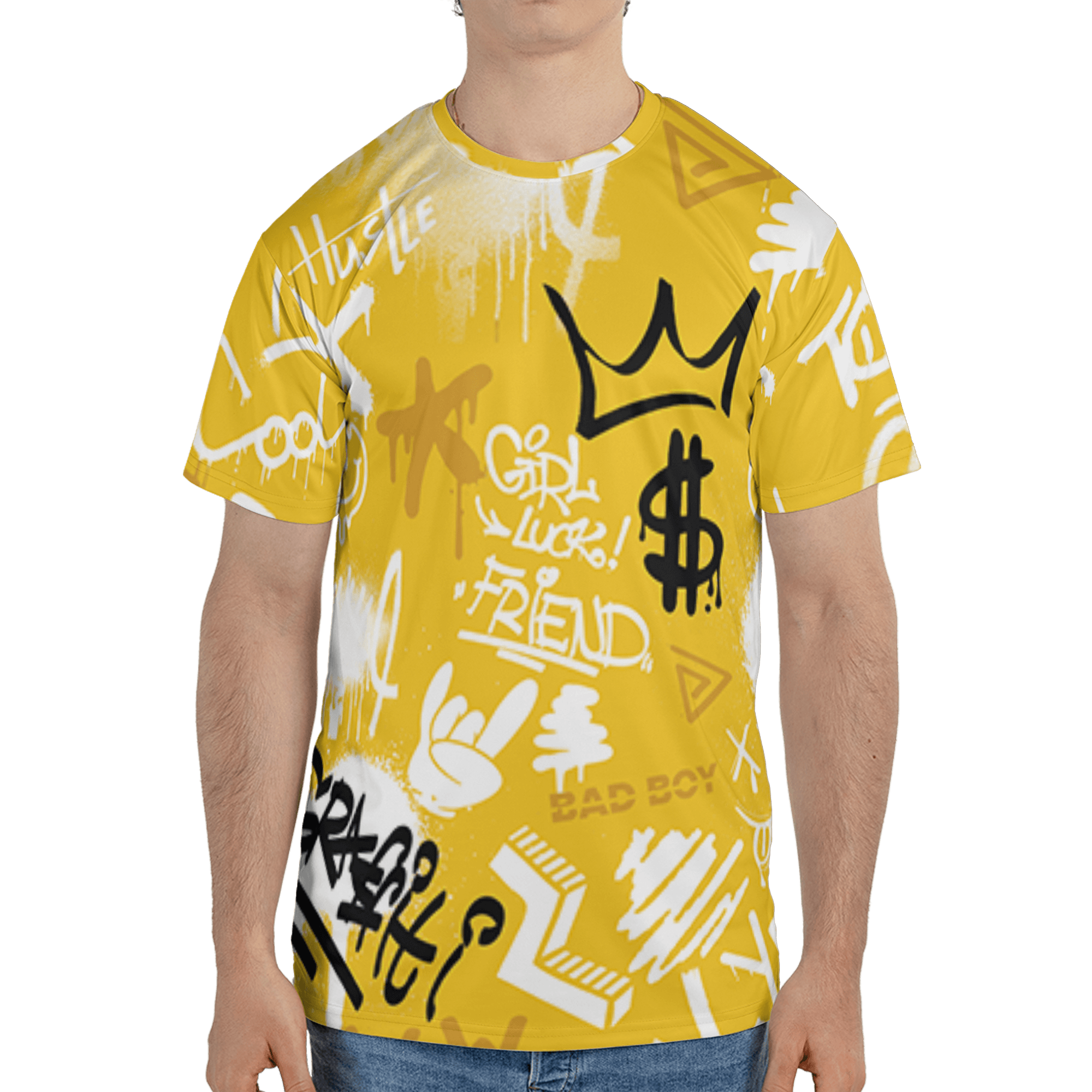 Yellow Ochre 6s T Shirt Match Graffiti King 3D All-Over Print Doodle Style - NastyJamz
