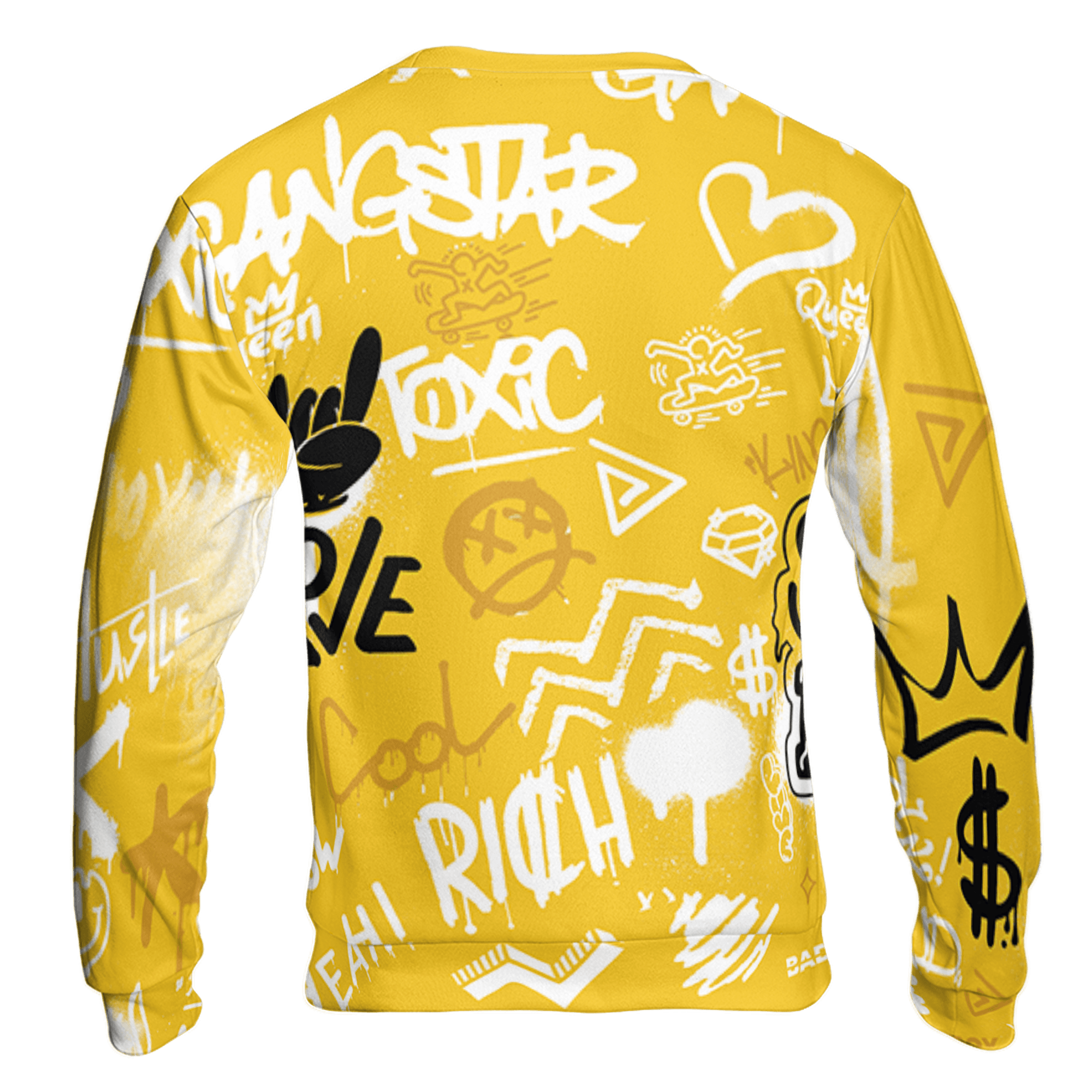 Yellow Ochre 6s Sweatshirt Match Graffiti King 3D All-Over Print Doodle Style - NastyJamz