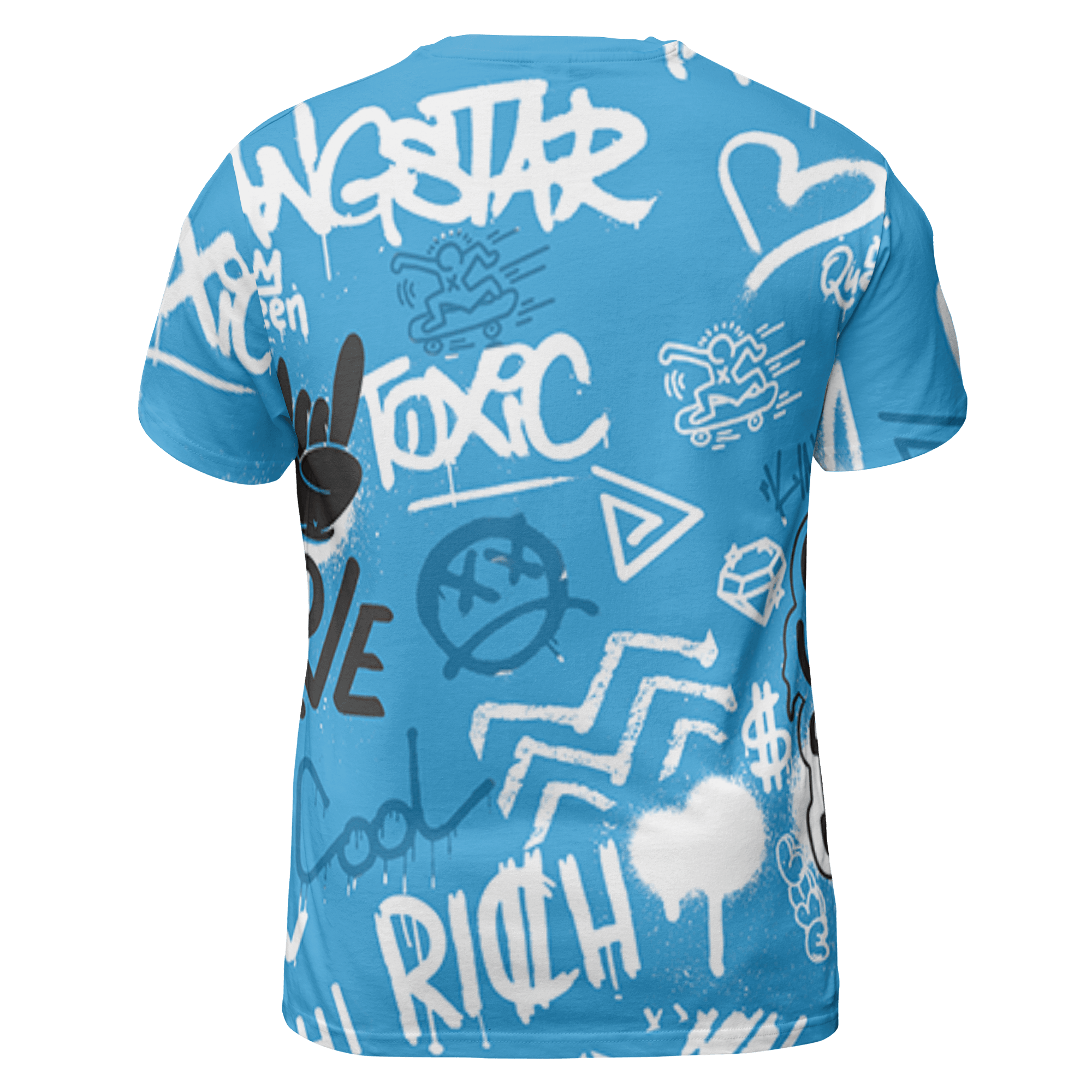 Powder Blue 9s T Shirt Match Graffiti King 3D All-Over Print Doodle Style - NastyJamz