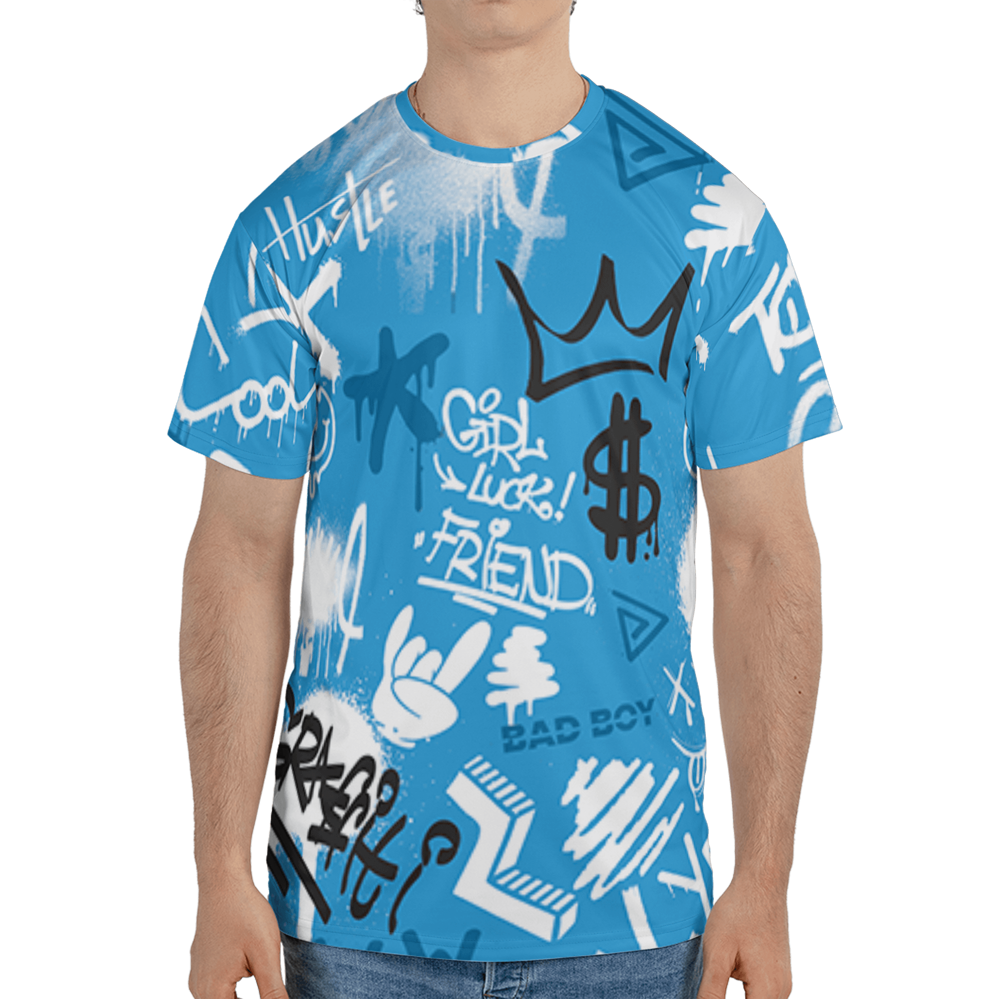 Powder Blue 9s T Shirt Match Graffiti King 3D All-Over Print Doodle Style - NastyJamz