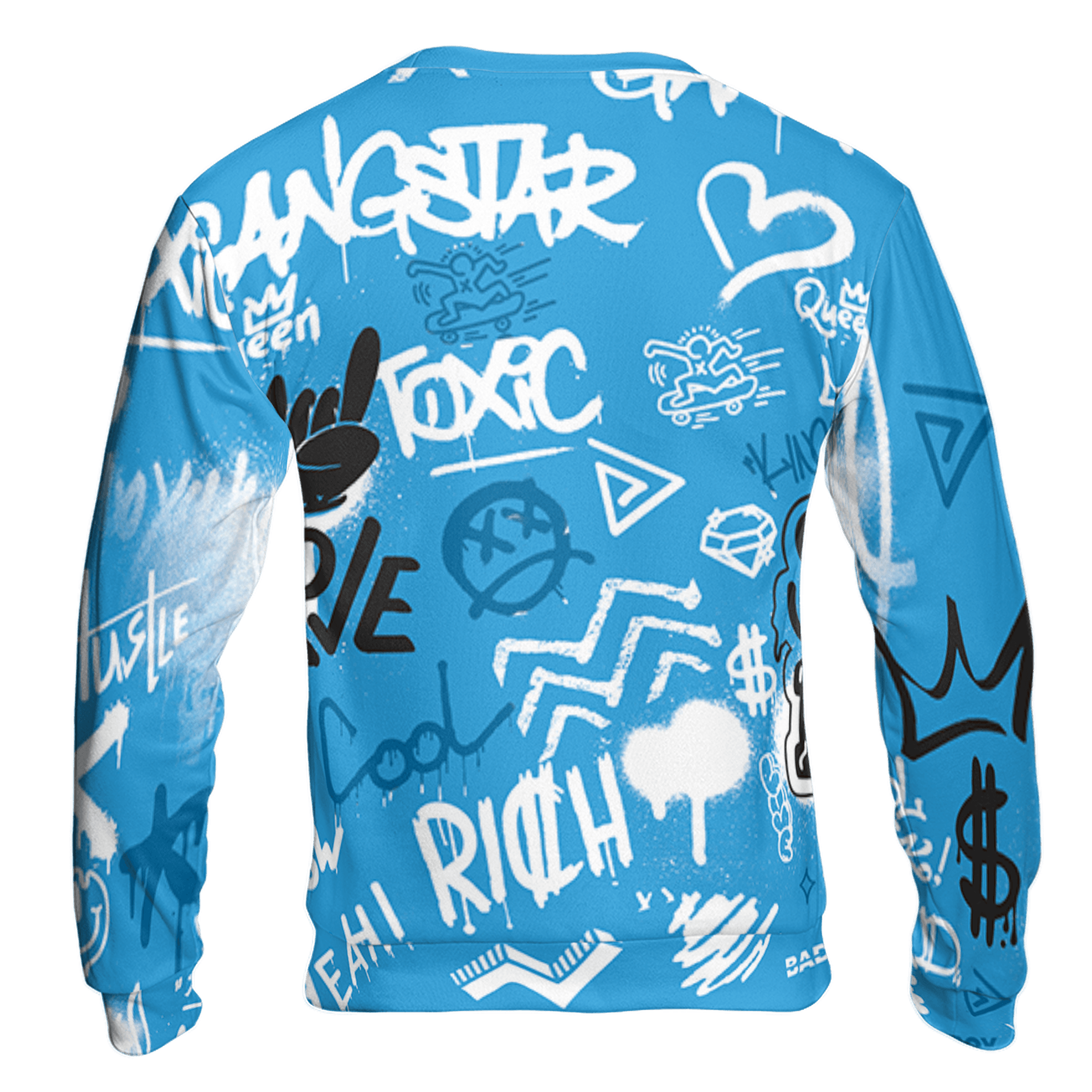 Powder Blue 9s Sweatshirt Match Graffiti King 3D All-Over Print Doodle Style - NastyJamz