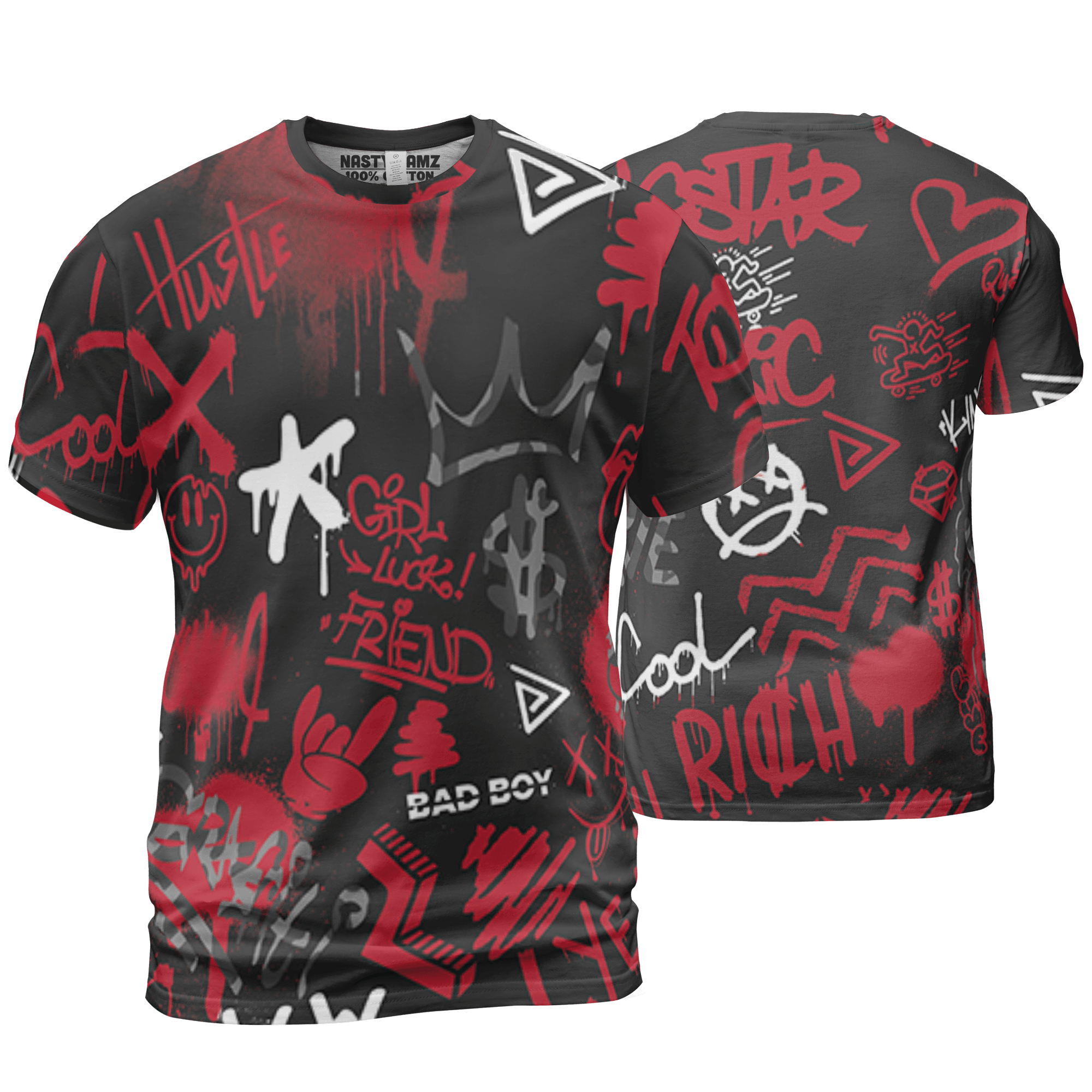Spizike Low Bred T Shirt Match Graffiti King 3D All-Over Print Doodle Style - NastyJamz