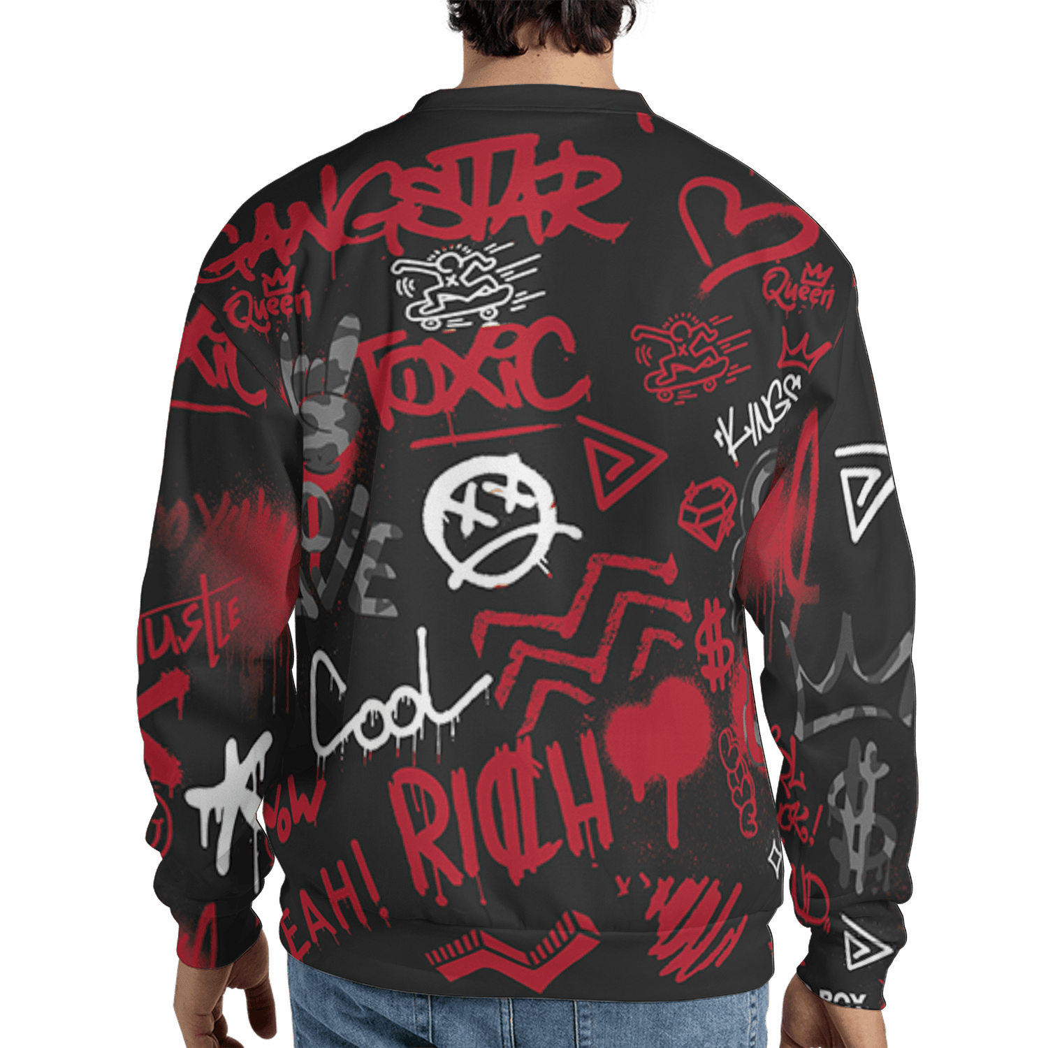 Spizike Low Bred Sweatshirt Match Graffiti King 3D All-Over Print Doodle Style - NastyJamz