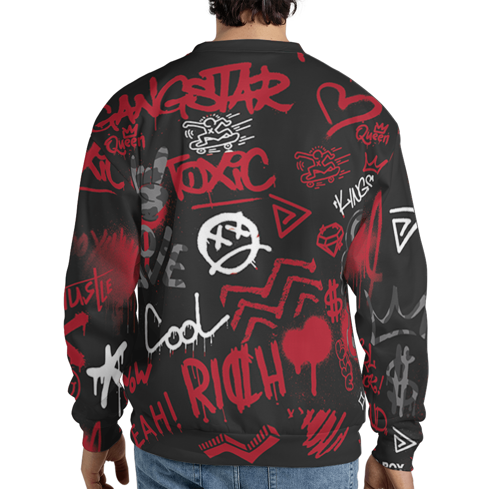 Spizike Low Bred Sweatshirt Match Graffiti King 3D All-Over Print Doodle Style - NastyJamz