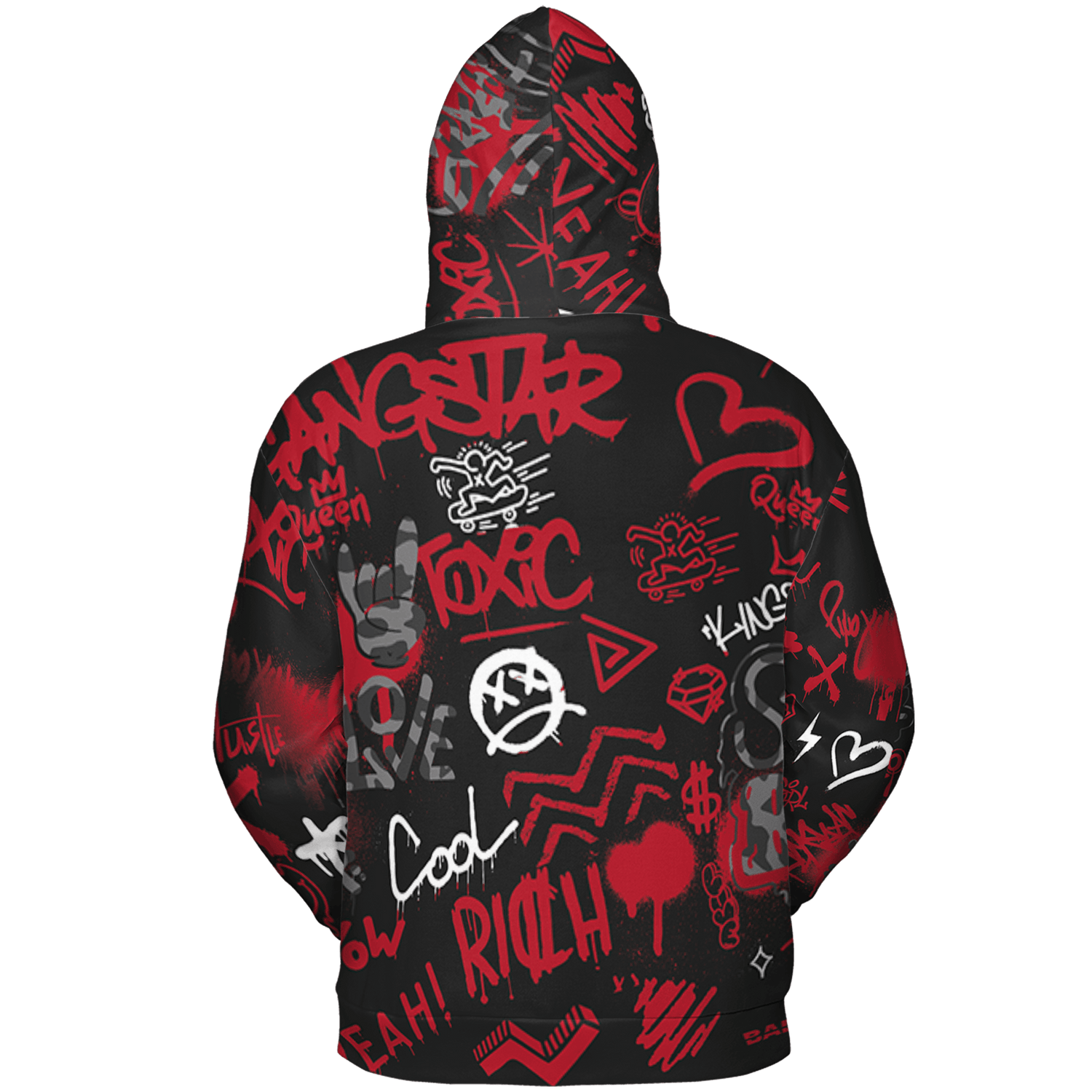 Spizike Low Bred Hoodie Match Graffiti King 3D All-Over Print Doodle Style - NastyJamz