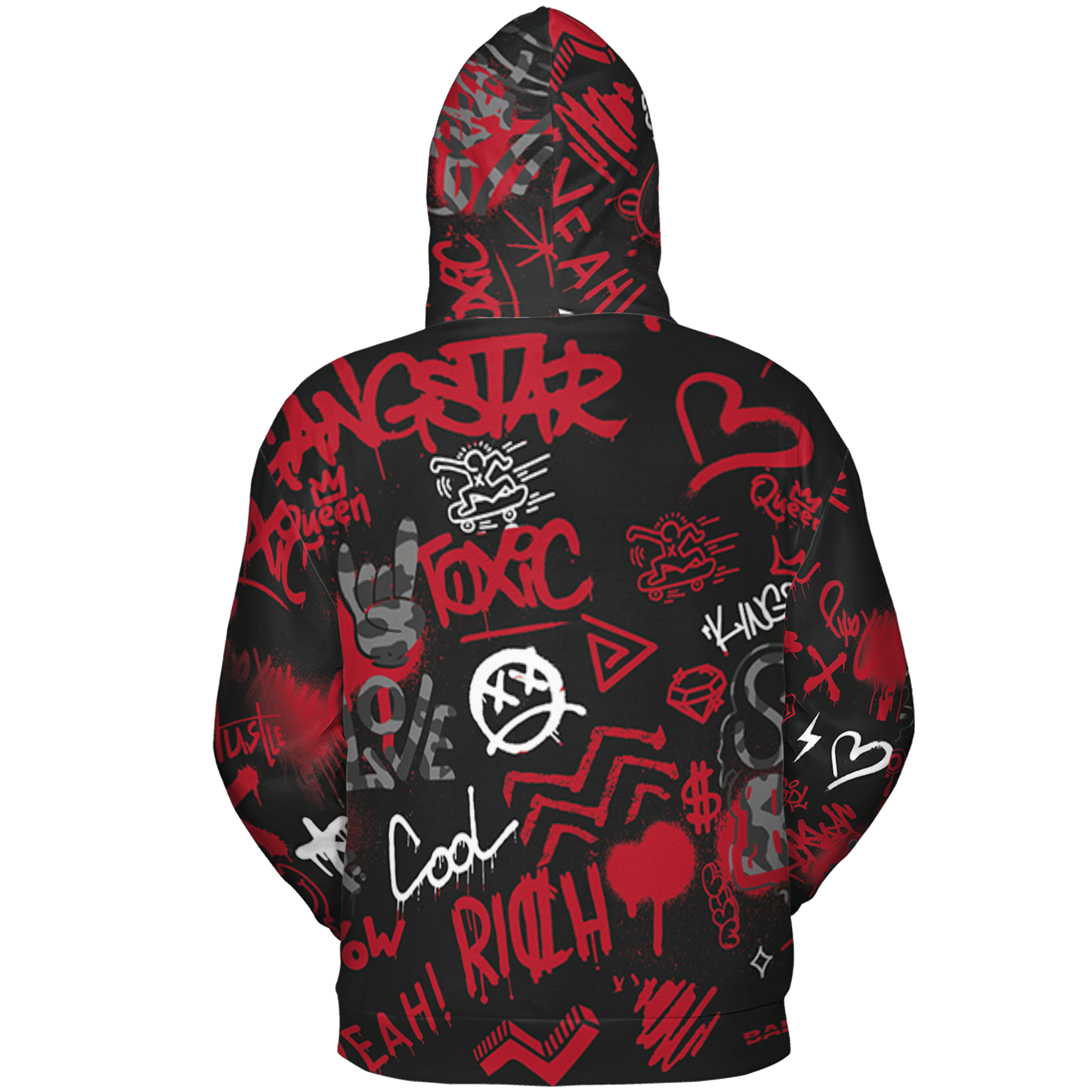 Spizike Low Bred Hoodie Match Graffiti King 3D All-Over Print Doodle Style - NastyJamz