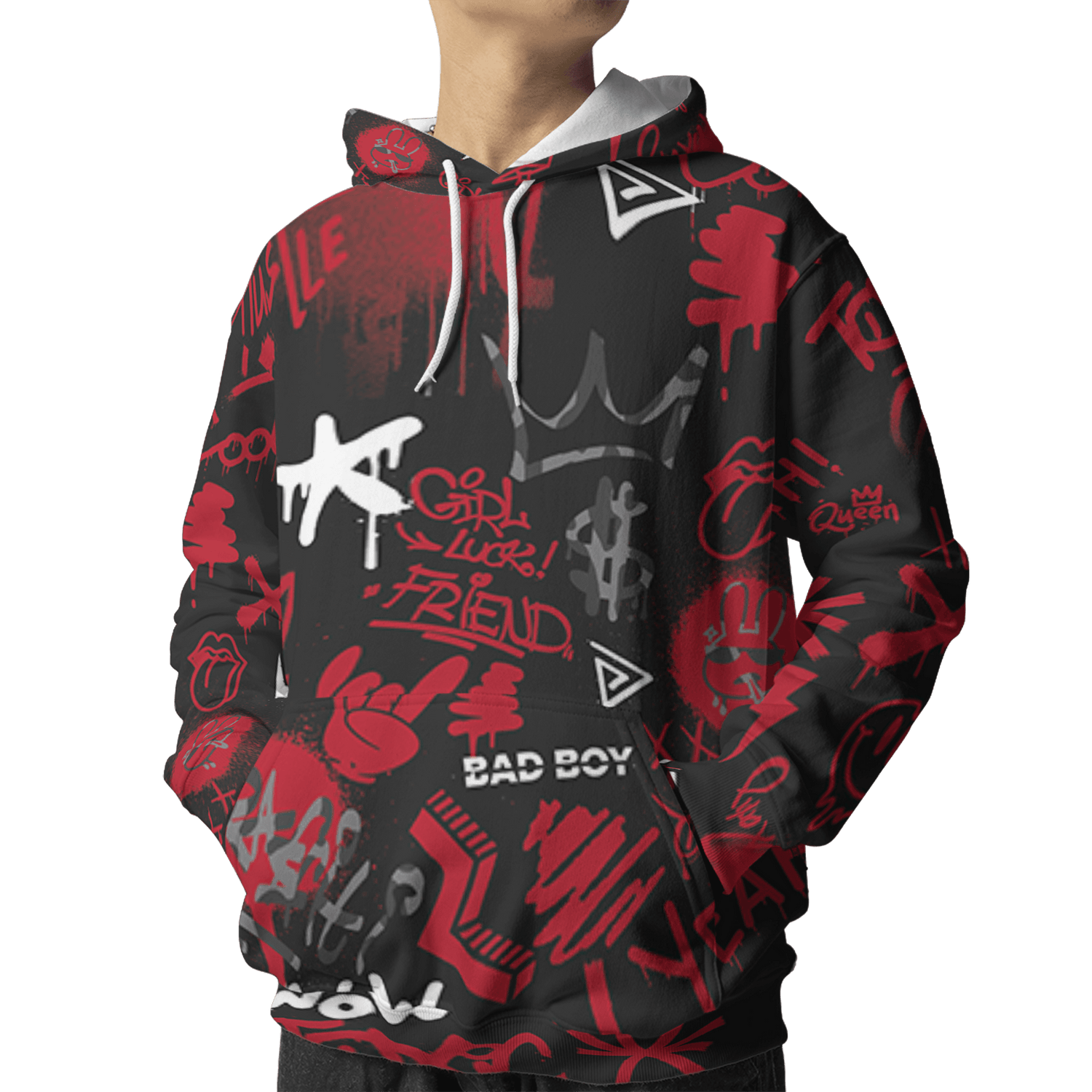 Spizike Low Bred Hoodie Match Graffiti King 3D All-Over Print Doodle Style - NastyJamz