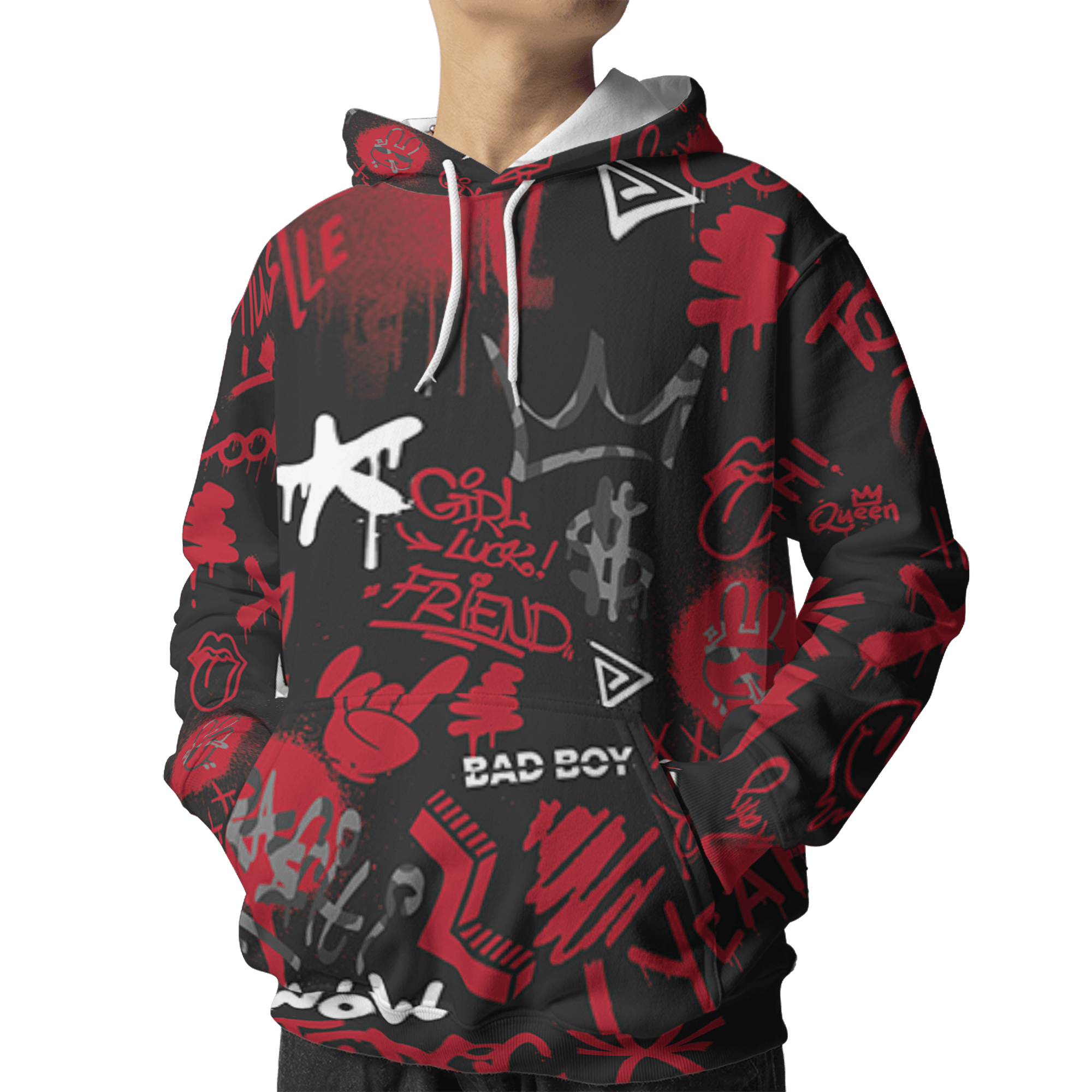 Spizike Low Bred Hoodie Match Graffiti King 3D All-Over Print Doodle Style - NastyJamz