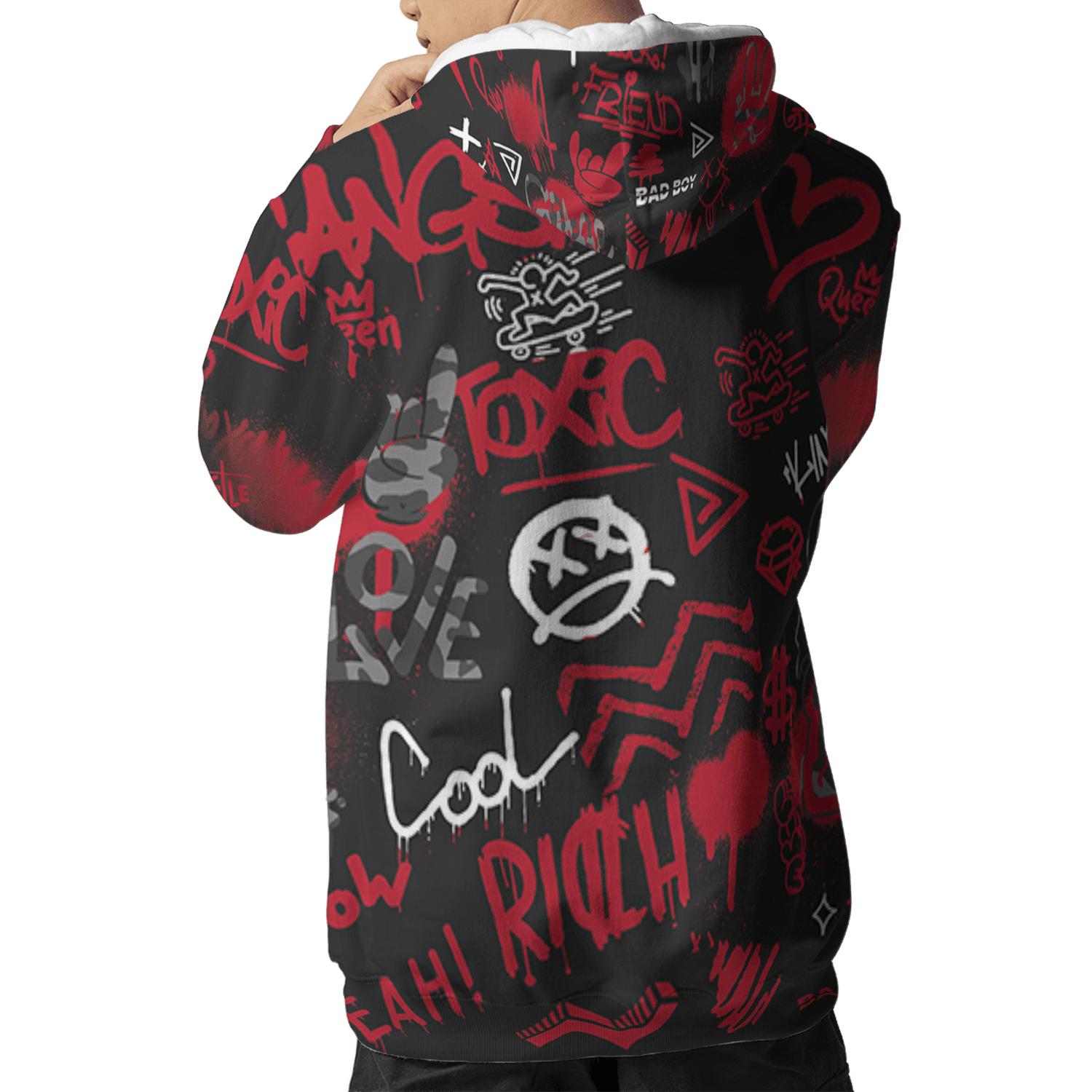 Spizike Low Bred Hoodie Match Graffiti King 3D All-Over Print Doodle Style - NastyJamz