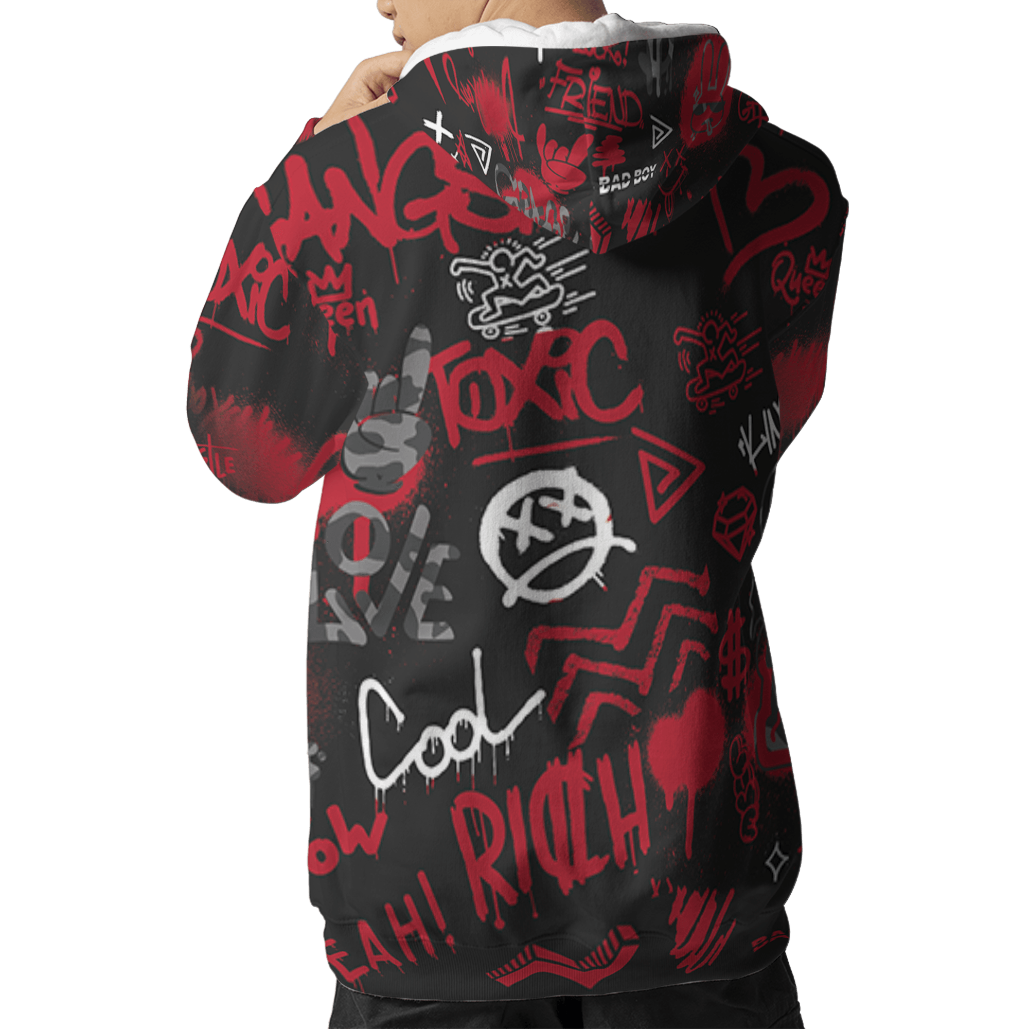 Spizike Low Bred Hoodie Match Graffiti King 3D All-Over Print Doodle Style - NastyJamz