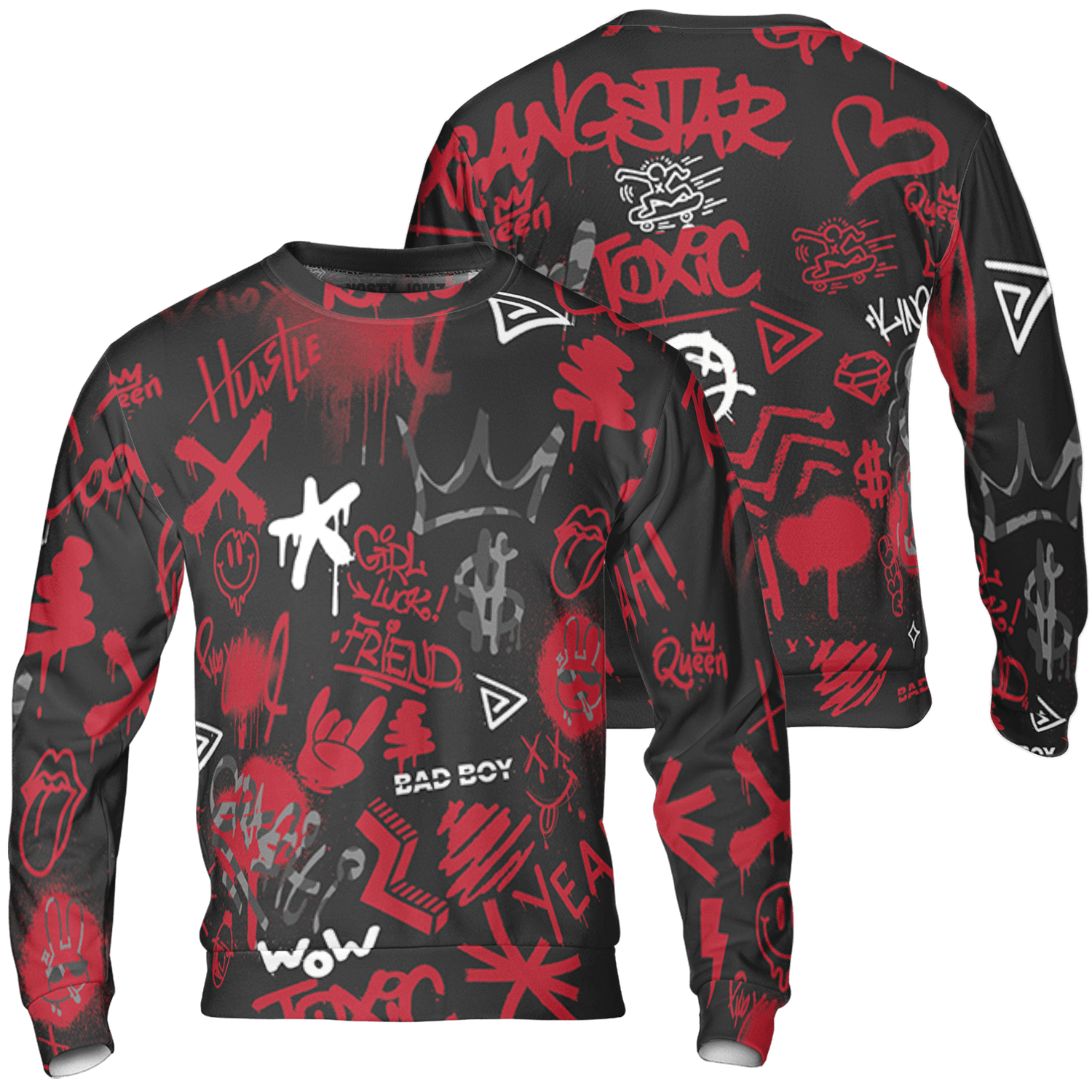 Spizike Low Bred Sweatshirt Match Graffiti King 3D All-Over Print Doodle Style - NastyJamz