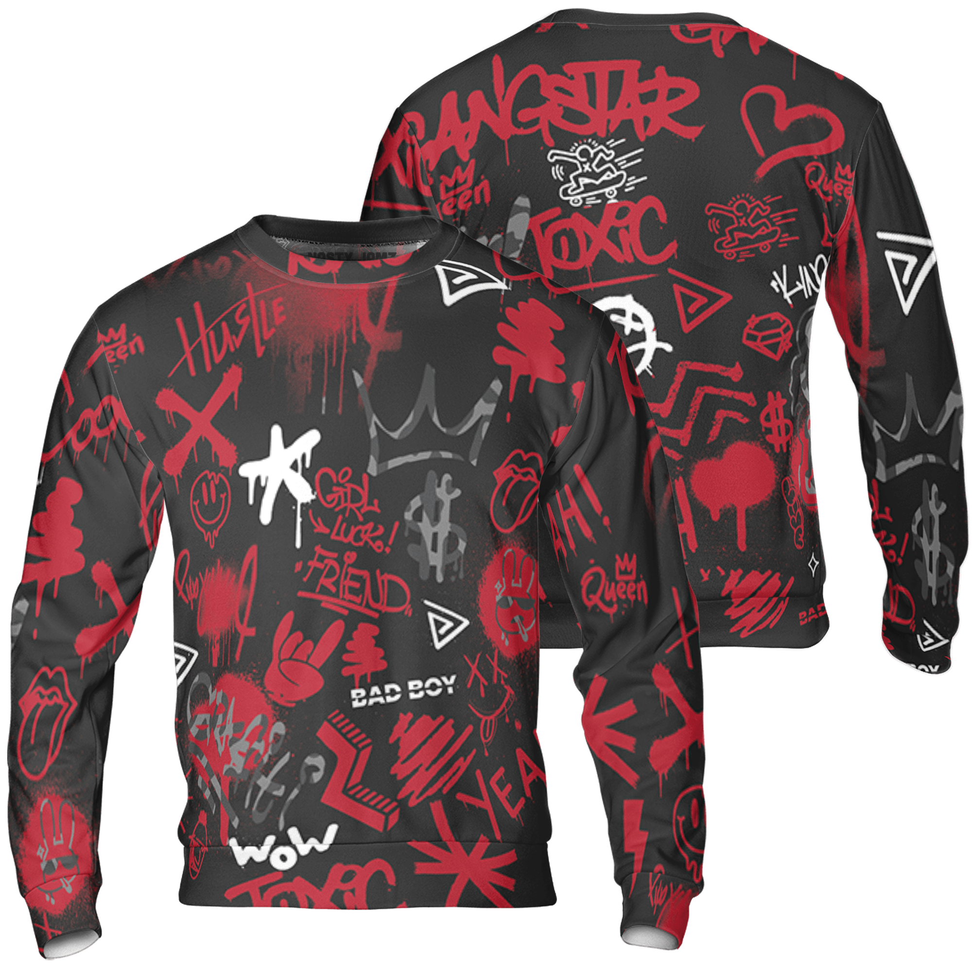 Spizike Low Bred Sweatshirt Match Graffiti King 3D All-Over Print Doodle Style - NastyJamz