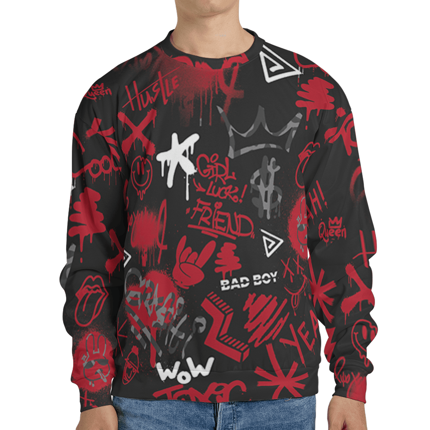 Spizike Low Bred Sweatshirt Match Graffiti King 3D All-Over Print Doodle Style - NastyJamz