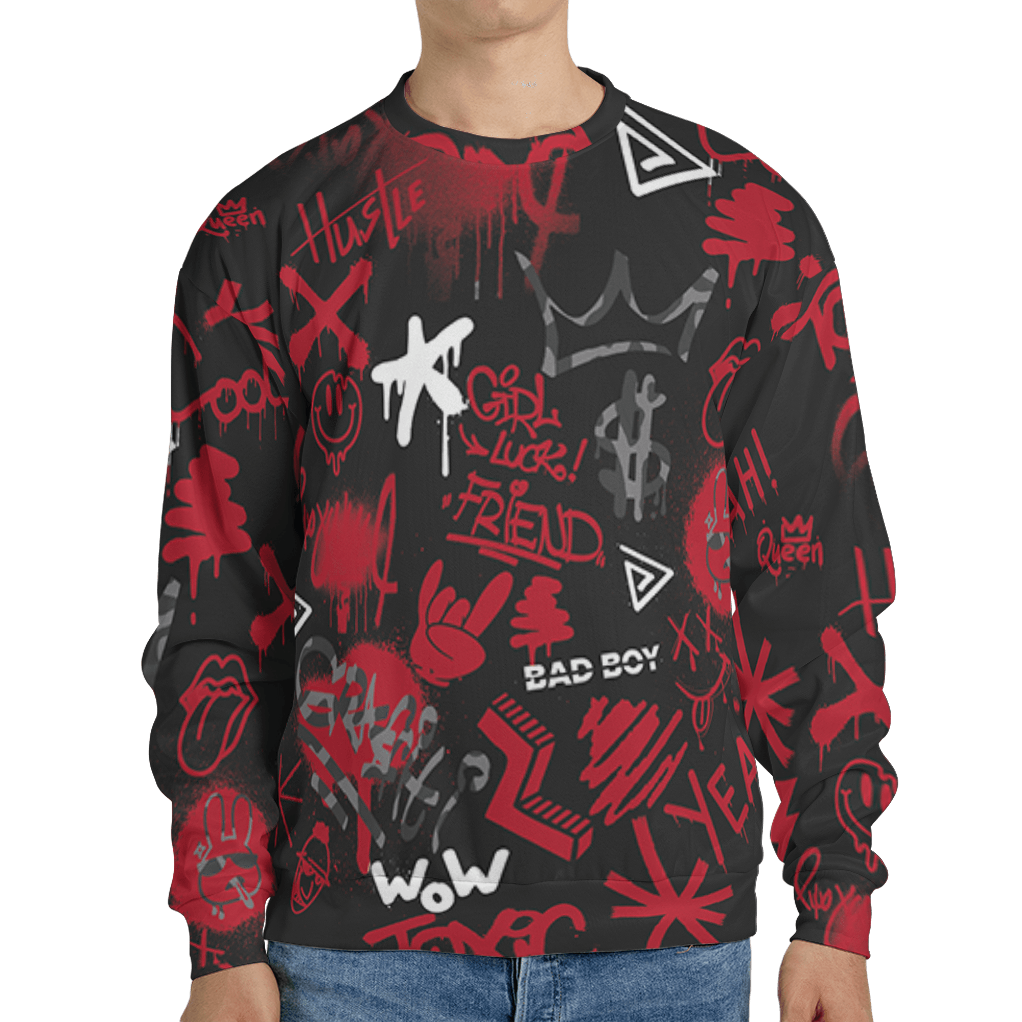 Spizike Low Bred Sweatshirt Match Graffiti King 3D All-Over Print Doodle Style - NastyJamz