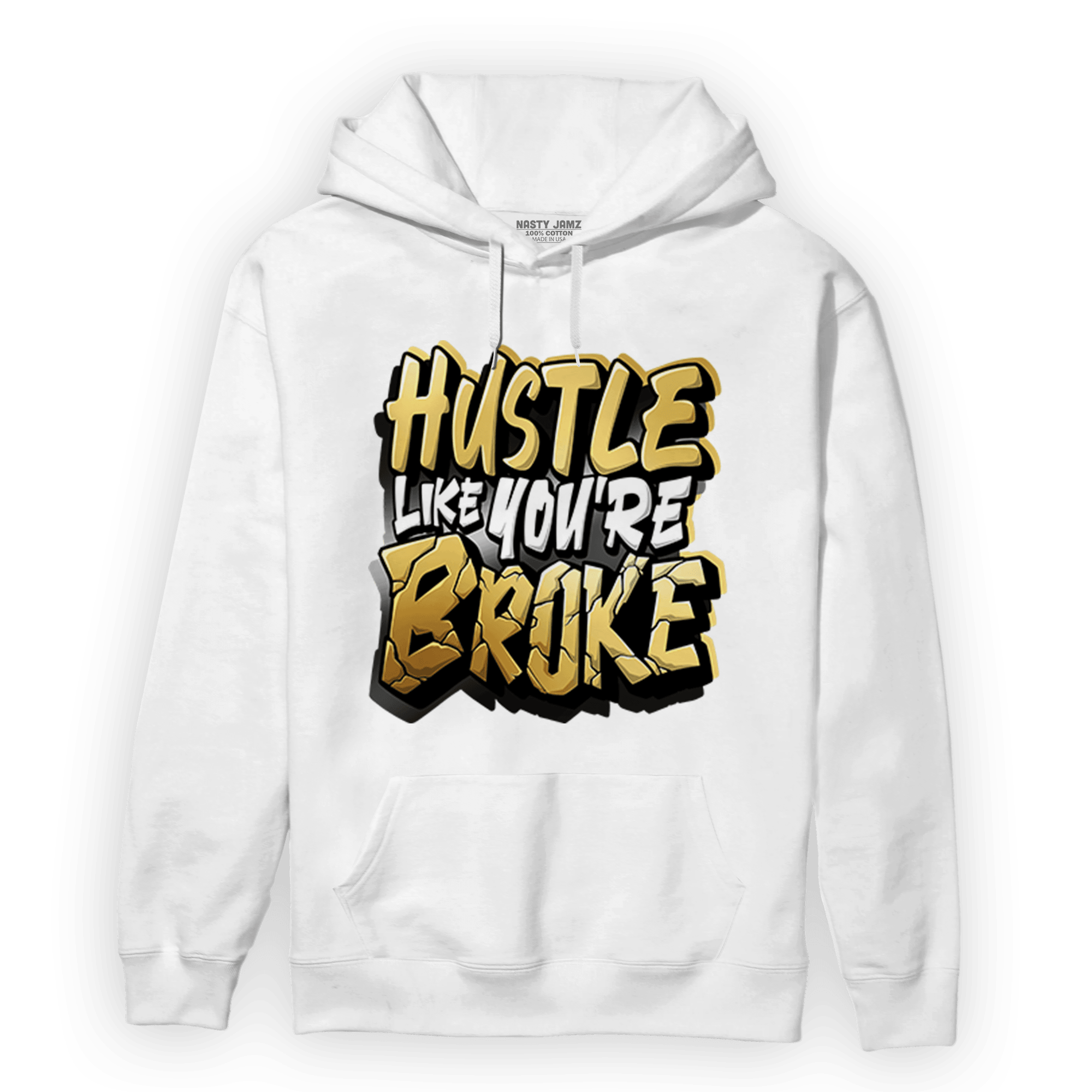 Mid SE Black Gold 1s Hoodie Match Hustle Like Broke - NastyJamz