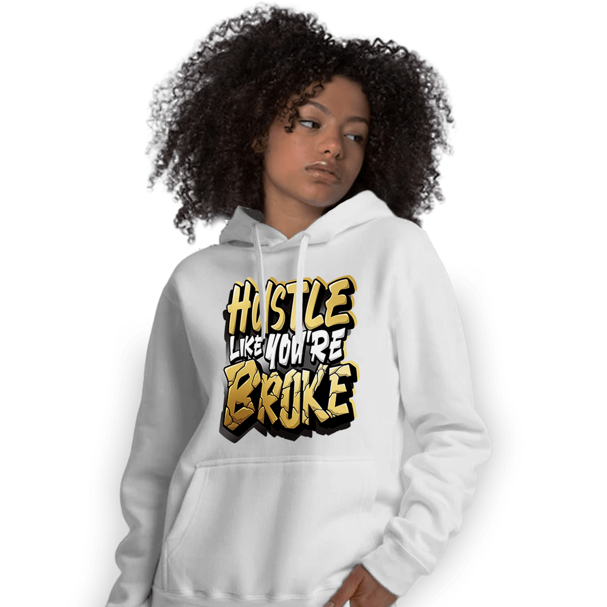 Mid SE Black Gold 1s Hoodie Match Hustle Like Broke - NastyJamz