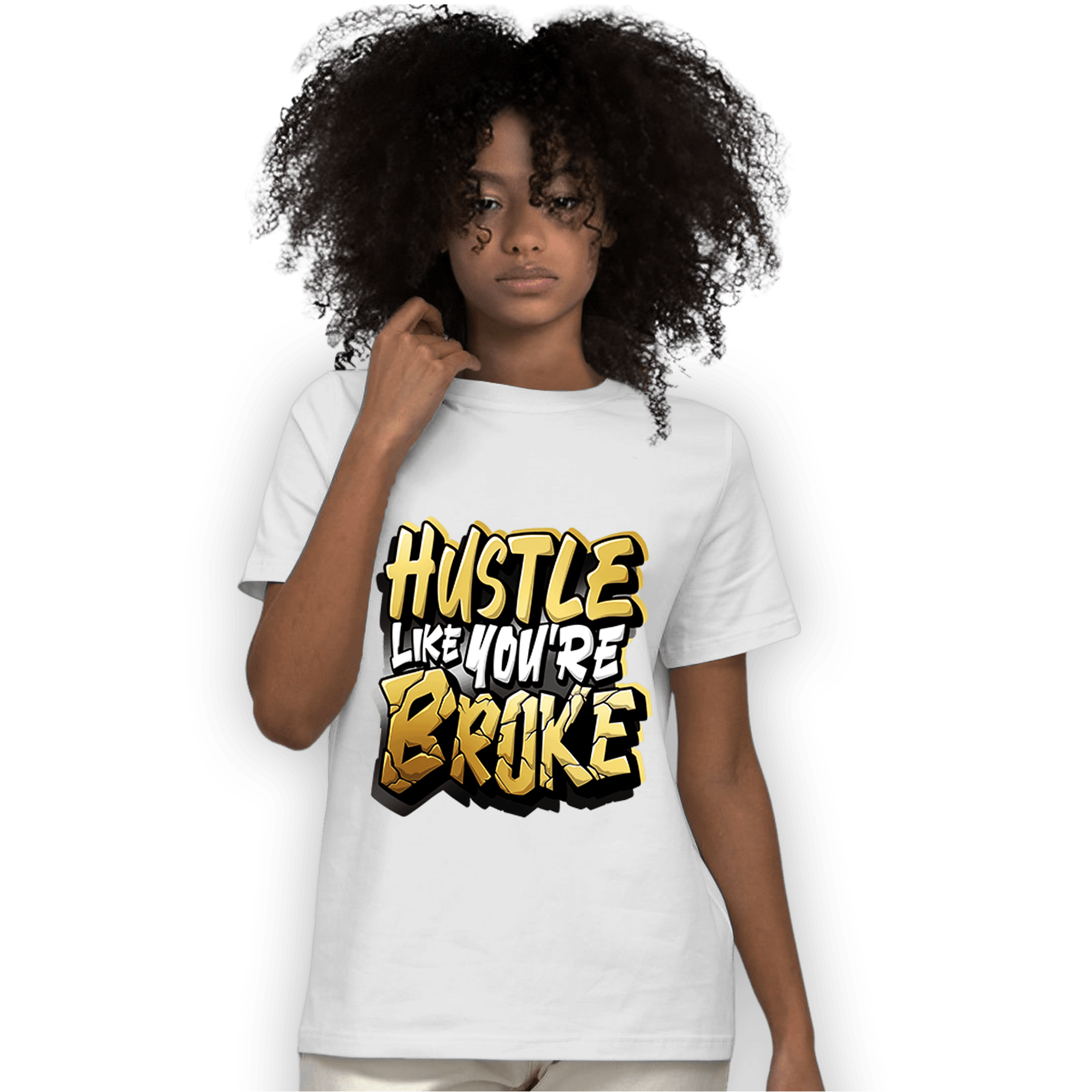 Mid SE Black Gold 1s T Shirt Match Hustle Like Broke - NastyJamz