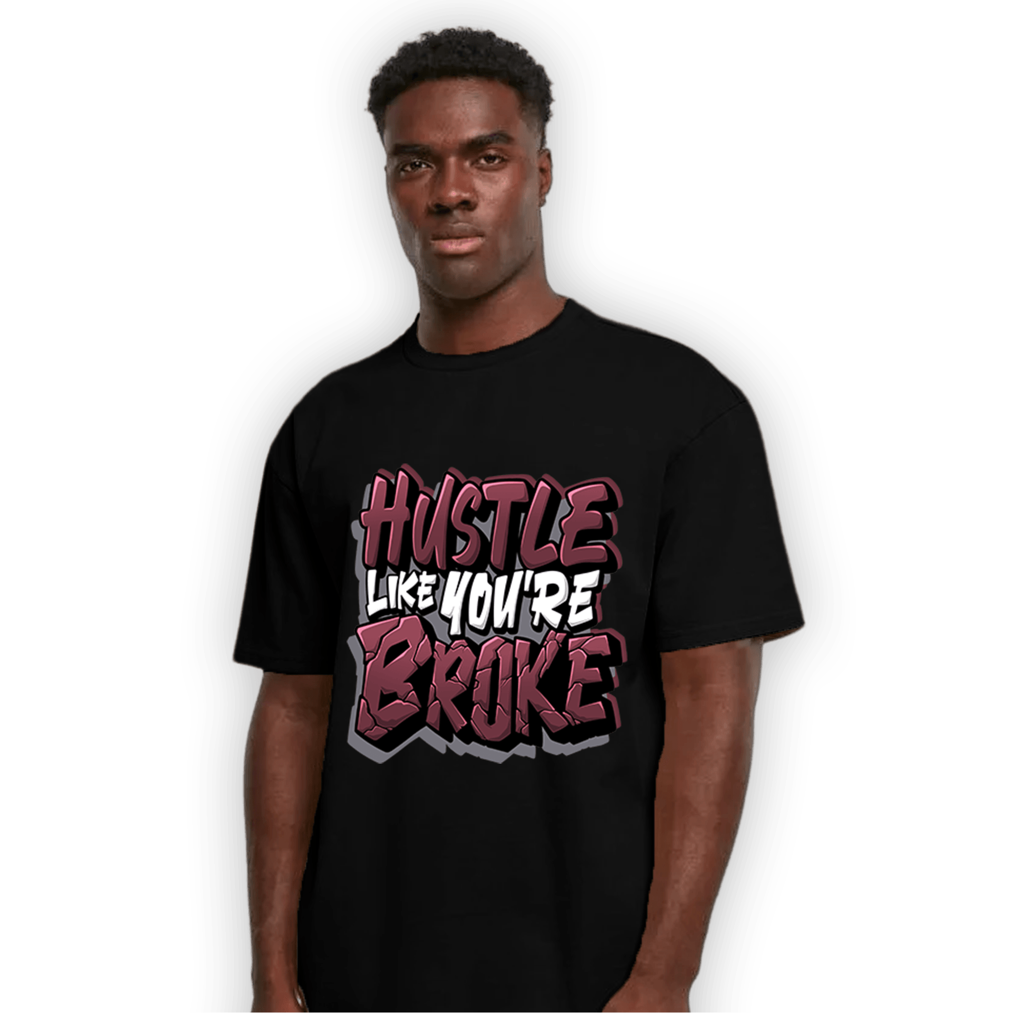 Burgundy 5s T Shirt Match Hustle Like Broke - NastyJamz