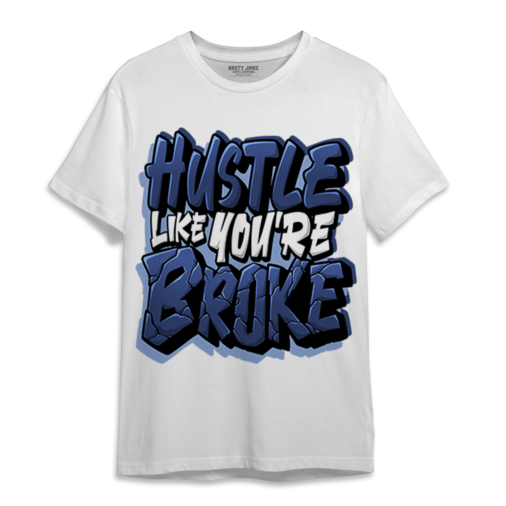 Midnight Navy 5s T Shirt Match Hustle Like Broke - NastyJamz
