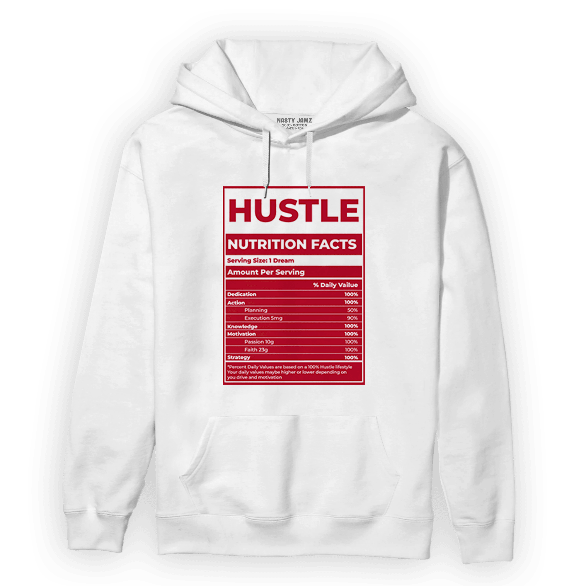 Cherry 11s Hoodie Match Hustle Nutrition Facts - NastyJamz