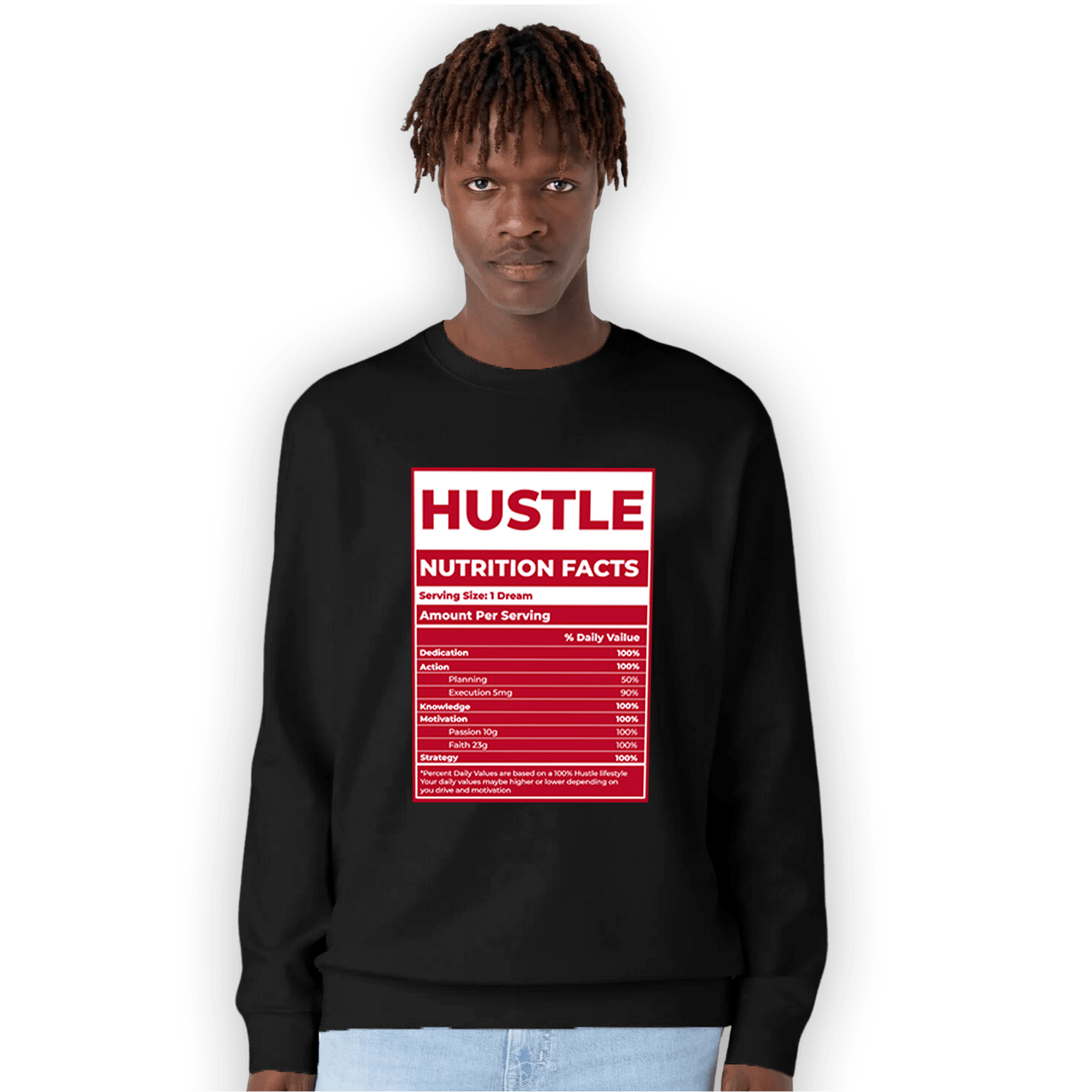 Cherry 11s Sweatshirt Match Hustle Nutrition Facts - NastyJamz