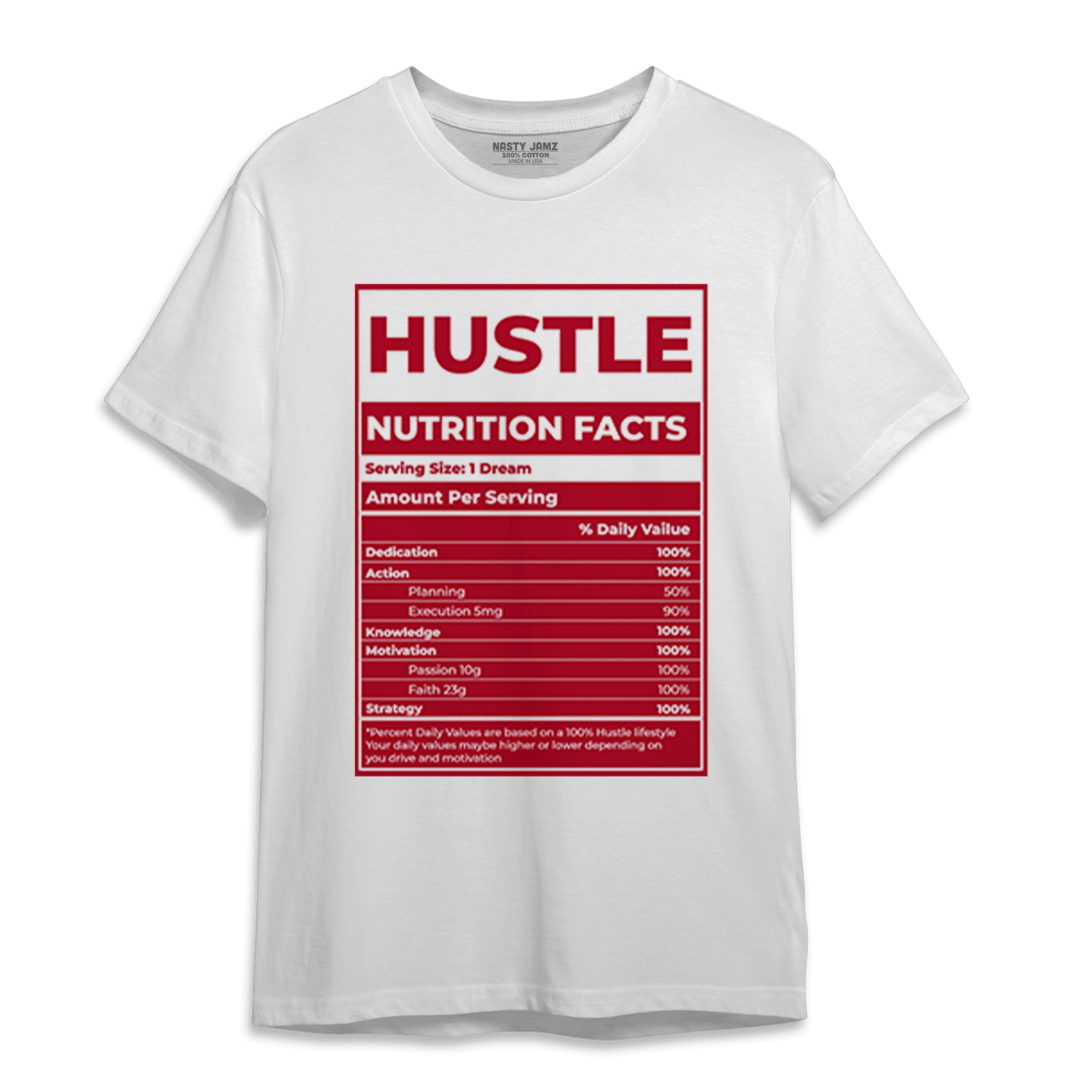 Cherry 11s T Shirt Match Hustle Nutrition Facts - NastyJamz