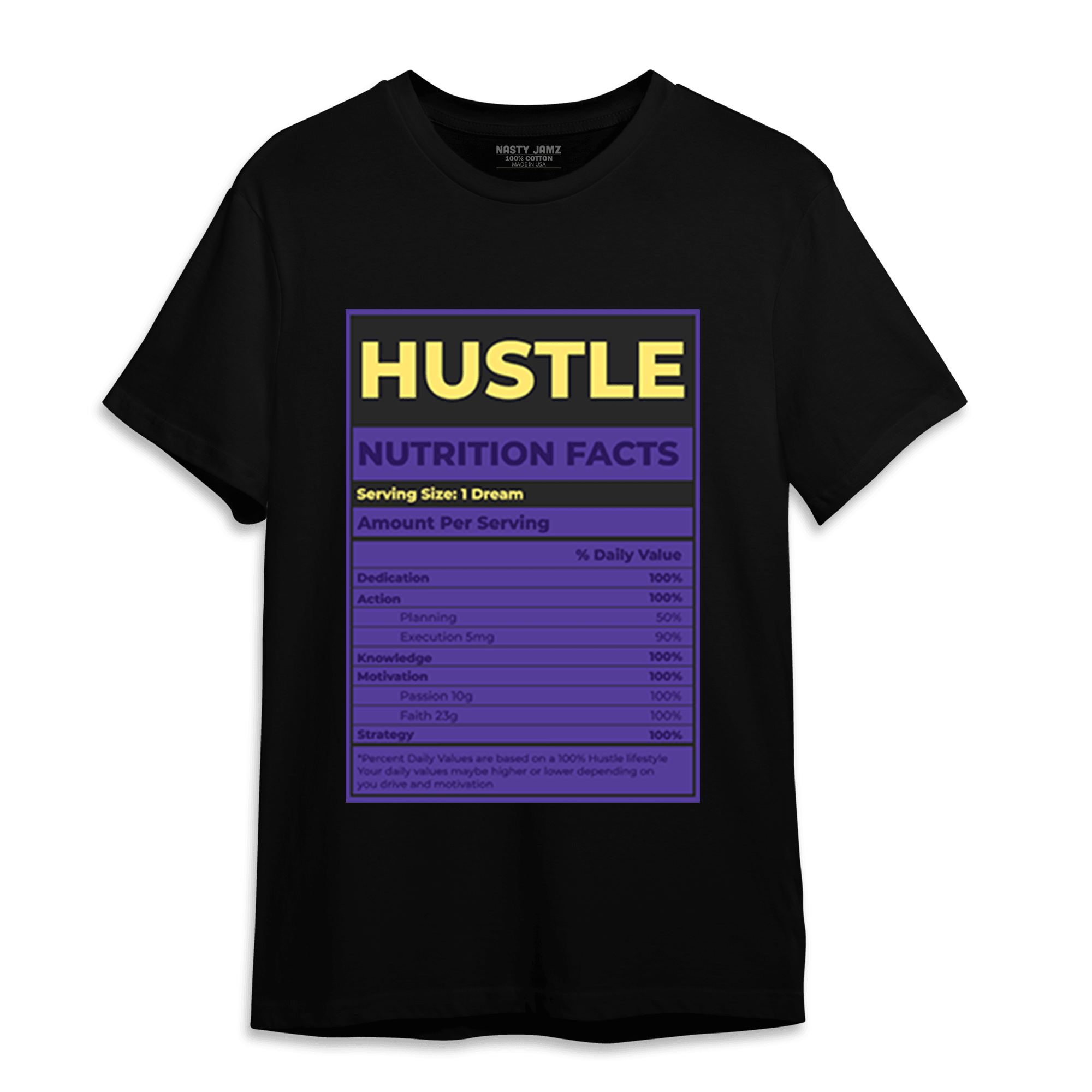 Field Purple 12s T Shirt Match Hustle Nutrition Facts - NastyJamz