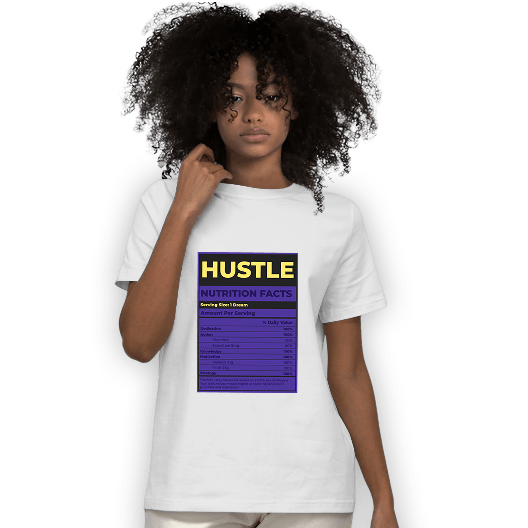 Field Purple 12s T Shirt Match Hustle Nutrition Facts - NastyJamz