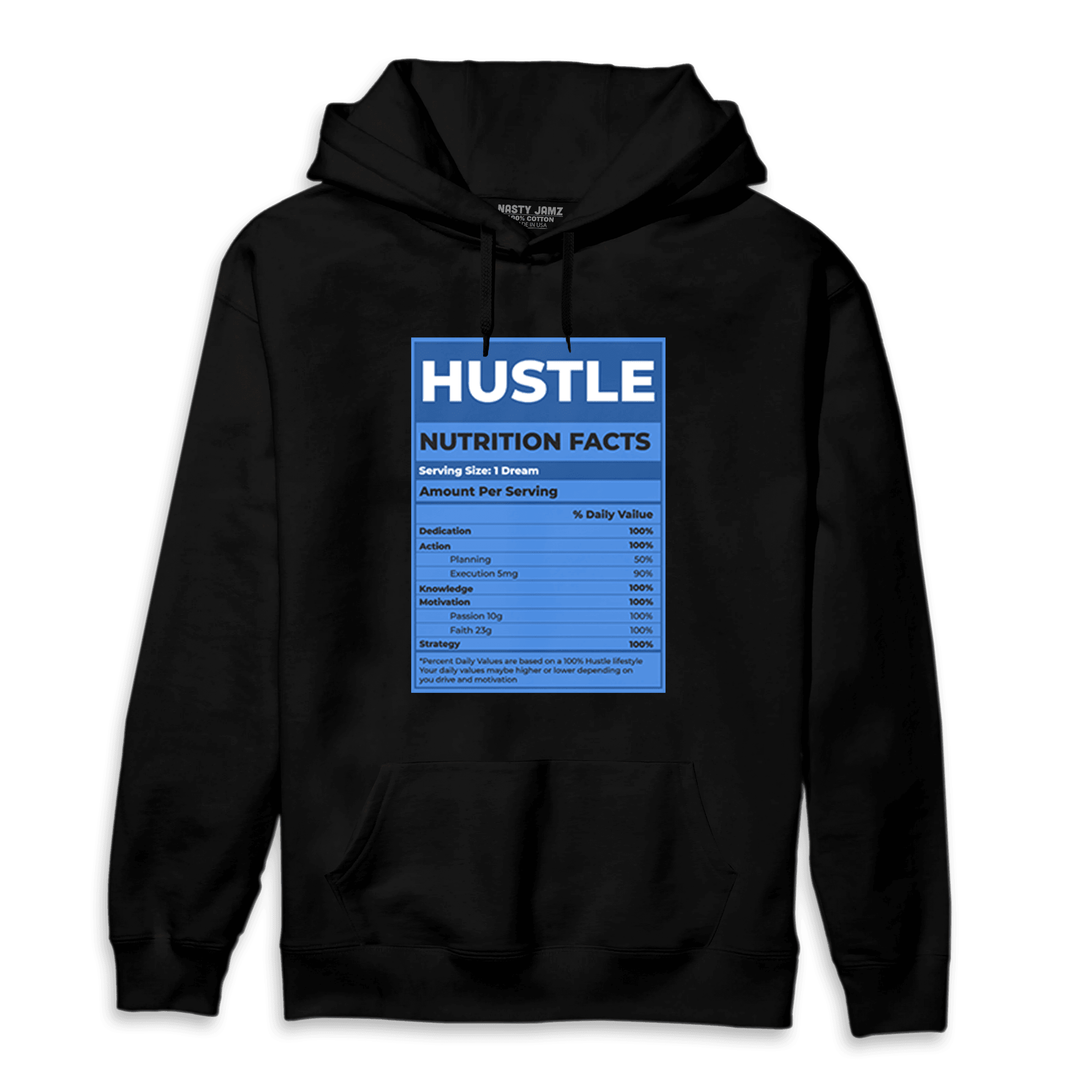 University Blue Toe 1s Hoodie Match Hustle Nutrition Facts - NastyJamz