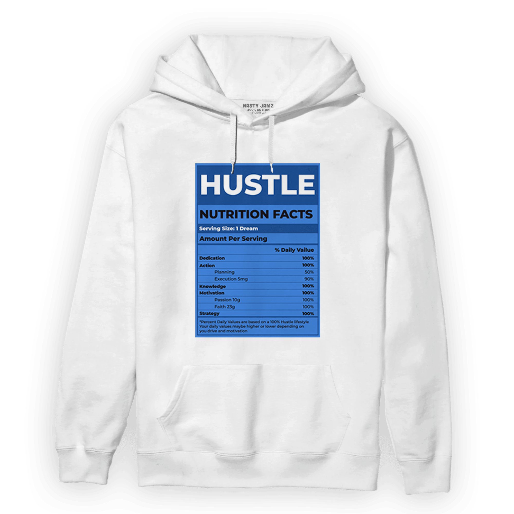 University Blue Toe 1s Hoodie Match Hustle Nutrition Facts - NastyJamz