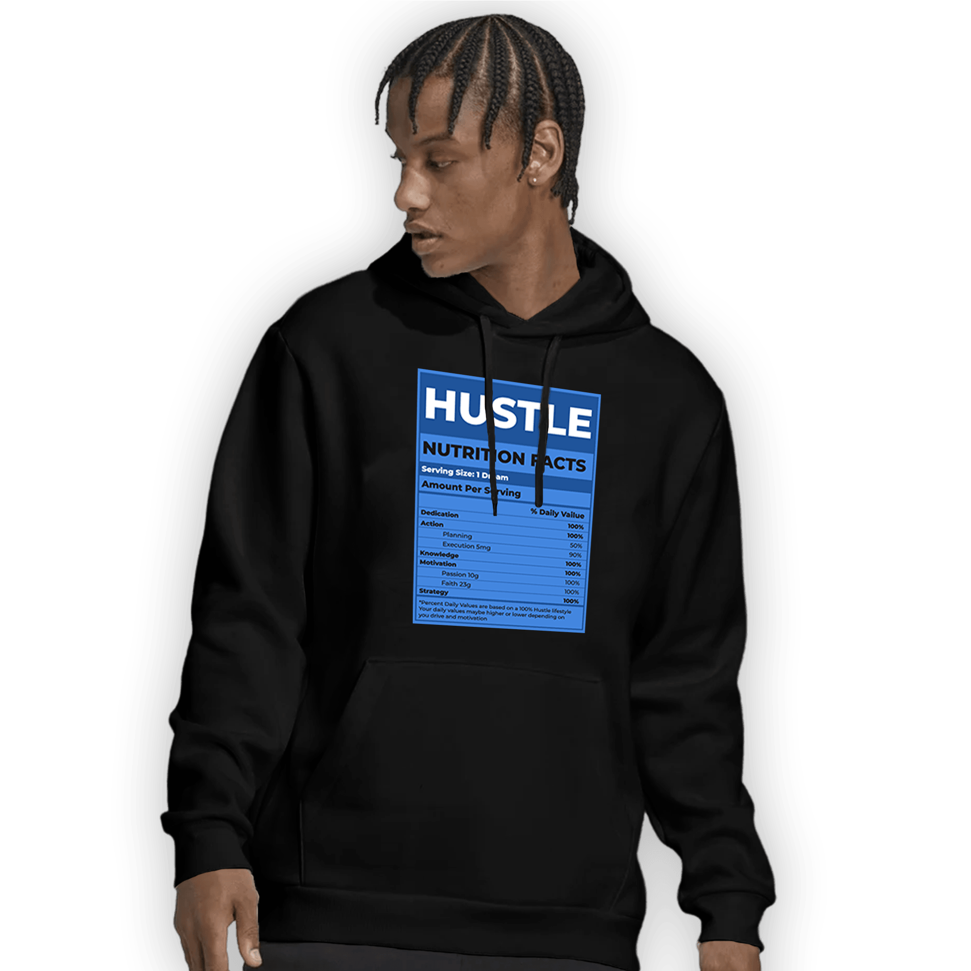 University Blue Toe 1s Hoodie Match Hustle Nutrition Facts - NastyJamz