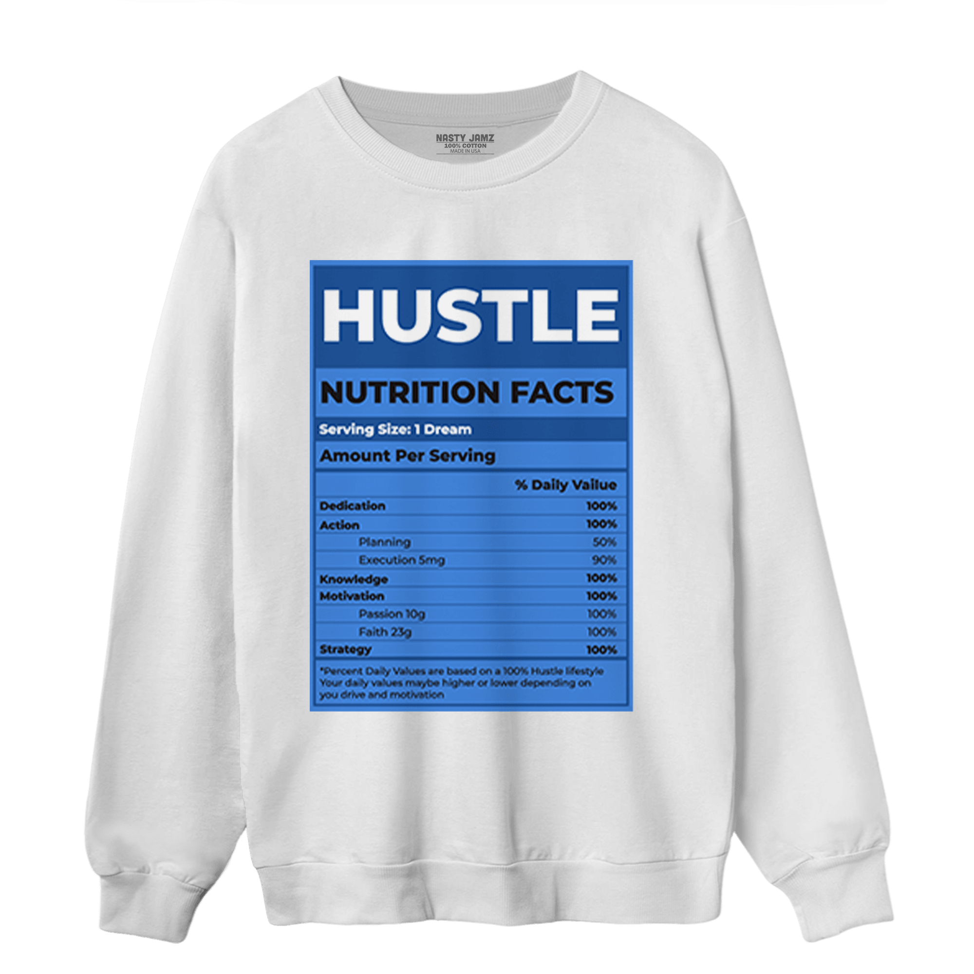 University Blue Toe 1s Sweatshirt Match Hustle Nutrition Facts - NastyJamz