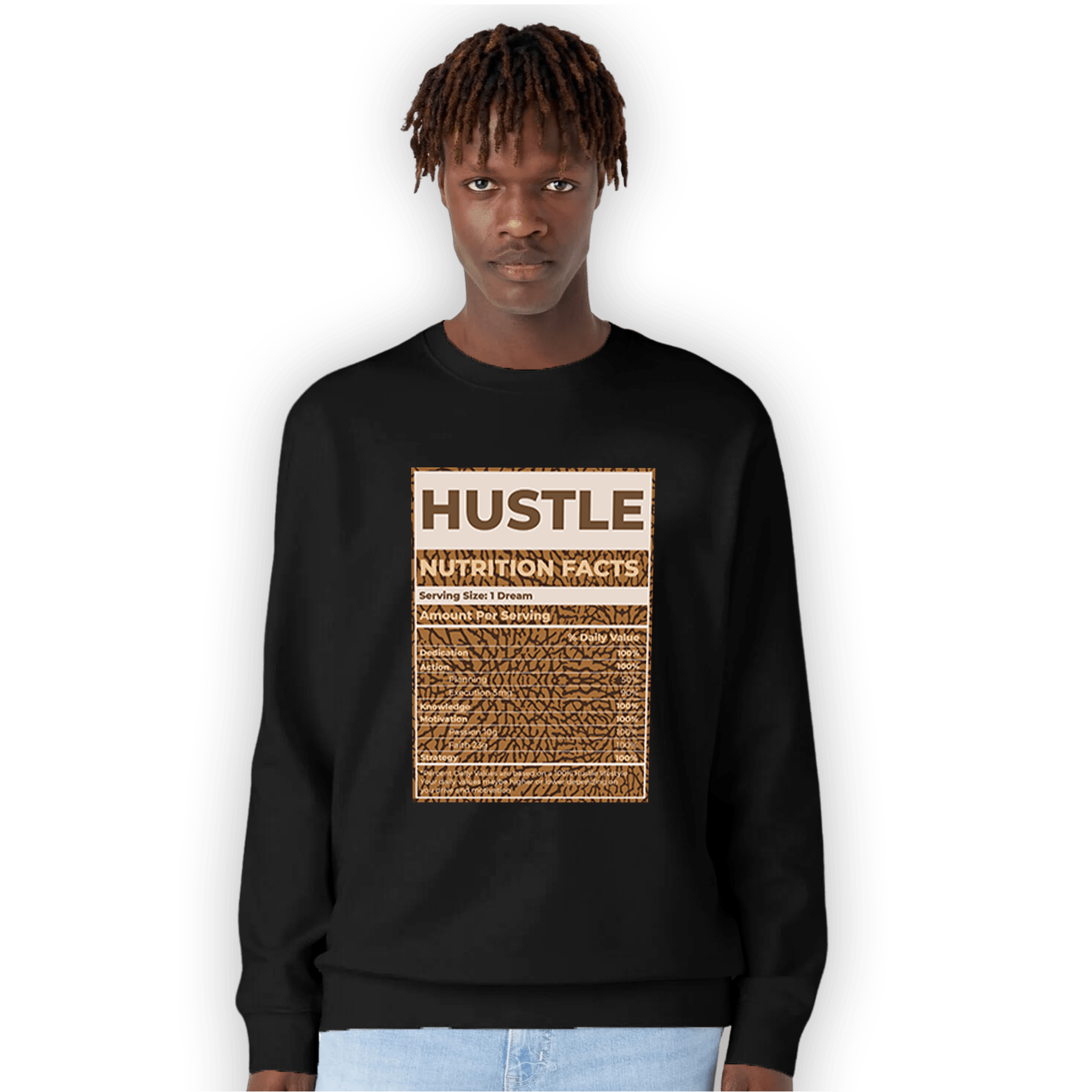 Palomino 3s Sweatshirt Match Hustle Nutrition Facts - NastyJamz