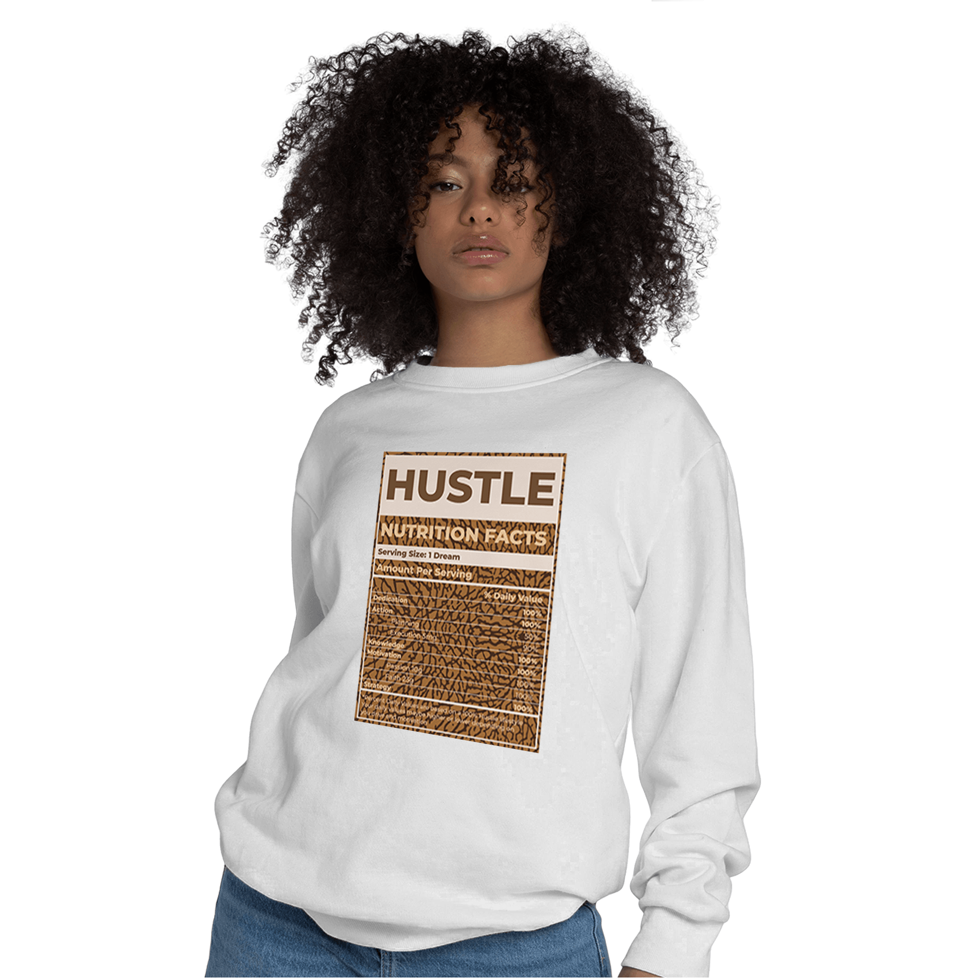 Palomino 3s Sweatshirt Match Hustle Nutrition Facts - NastyJamz