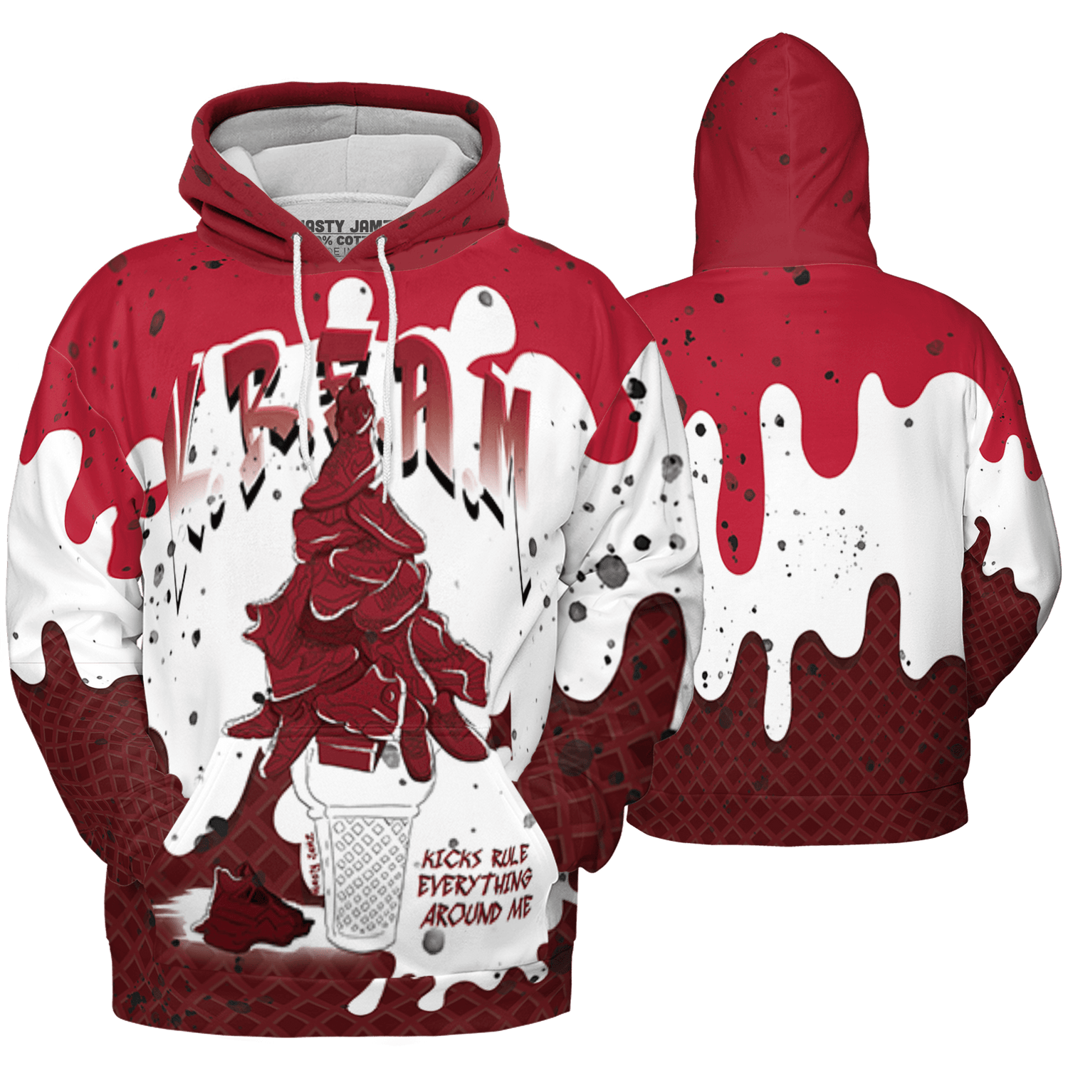 Cherry 12s Hoodie Match KREAM 3D All-Over Print Waffle Cone - NastyJamz