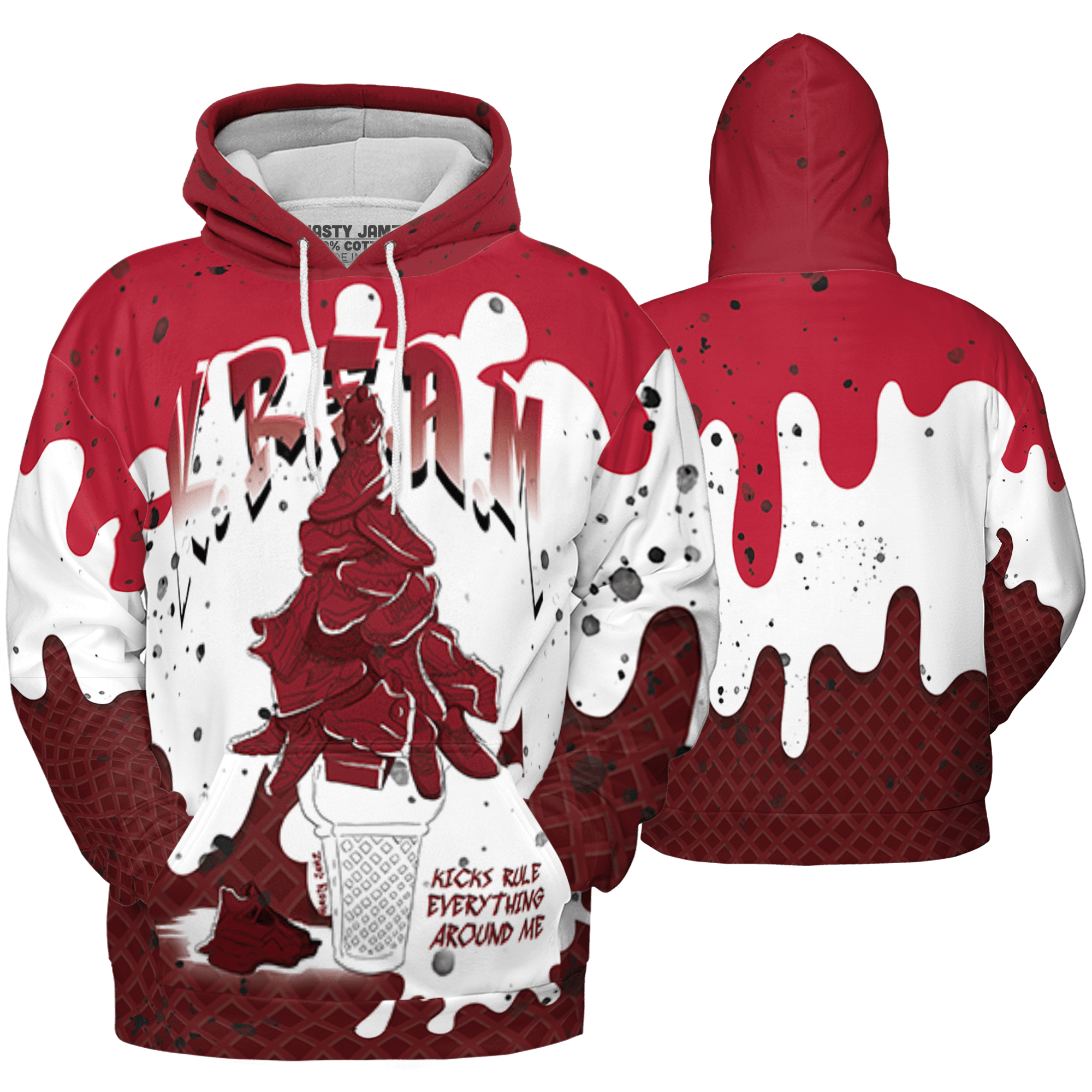 Cherry 12s Hoodie Match KREAM 3D All-Over Print Waffle Cone - NastyJamz