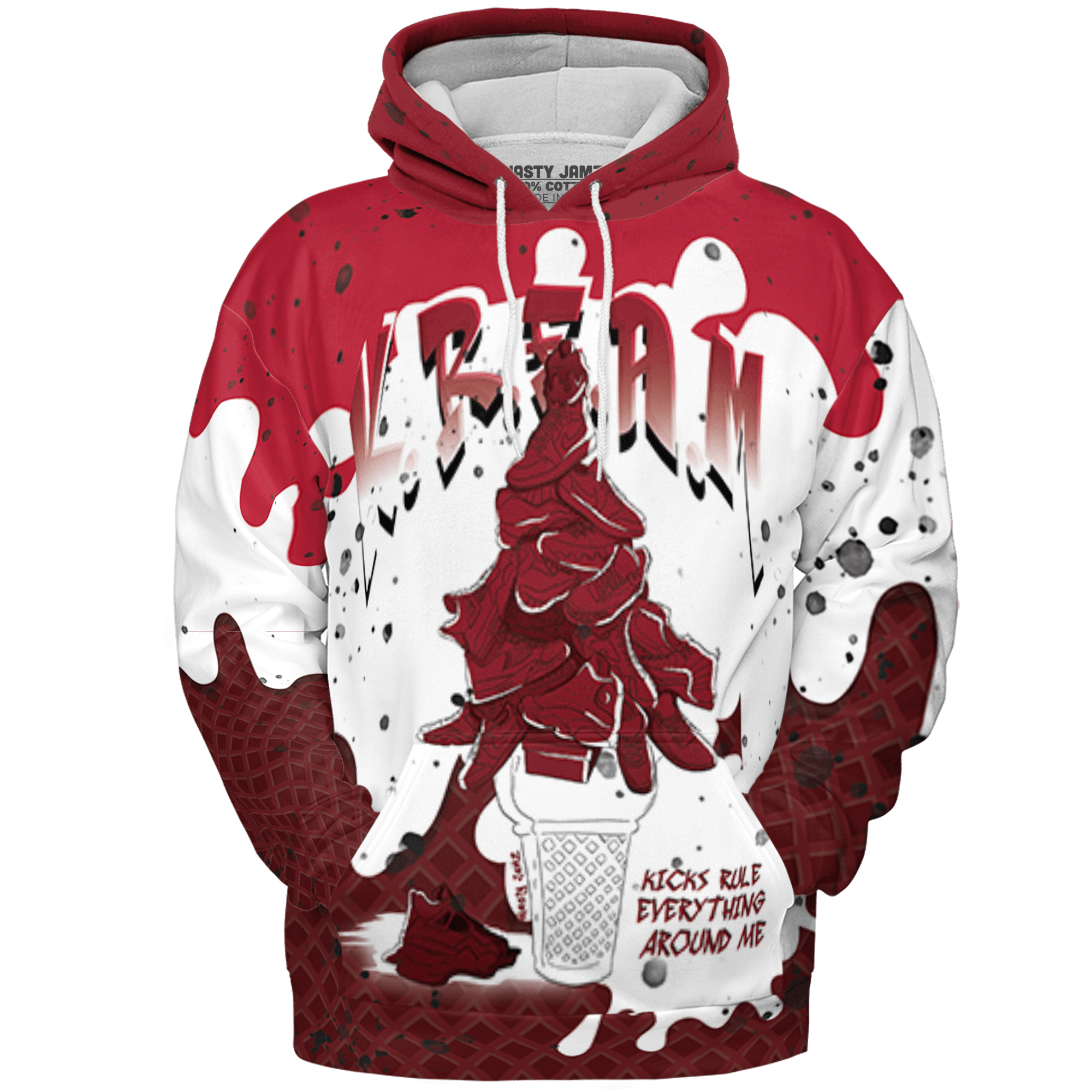 Cherry 12s Hoodie Match KREAM 3D All-Over Print Waffle Cone - NastyJamz