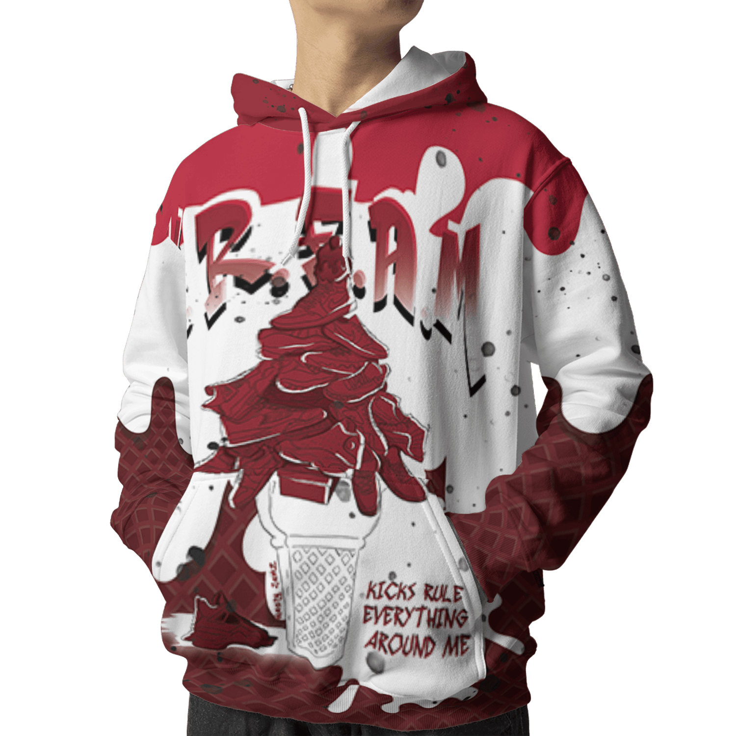 Cherry 12s Hoodie Match KREAM 3D All-Over Print Waffle Cone - NastyJamz