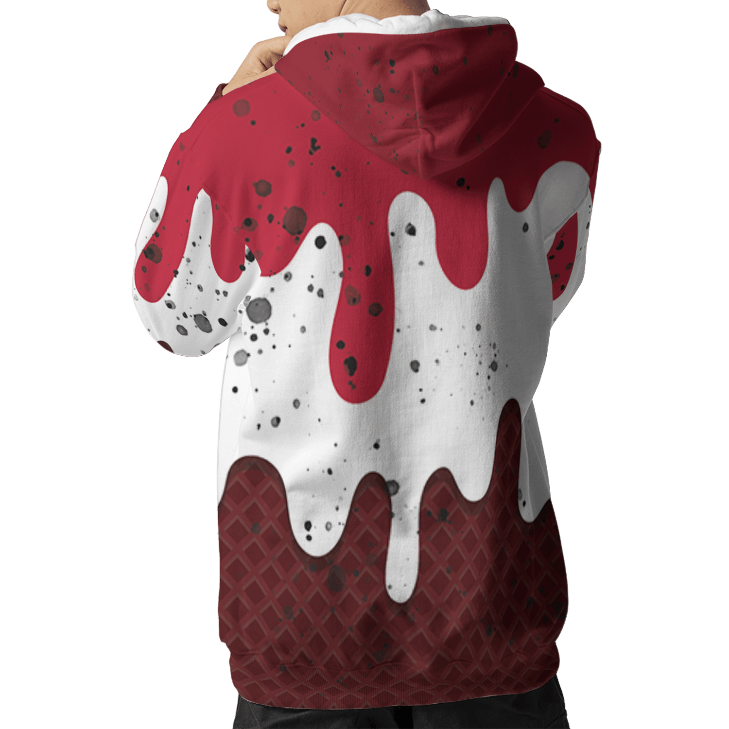 Cherry 12s Hoodie Match KREAM 3D All-Over Print Waffle Cone - NastyJamz