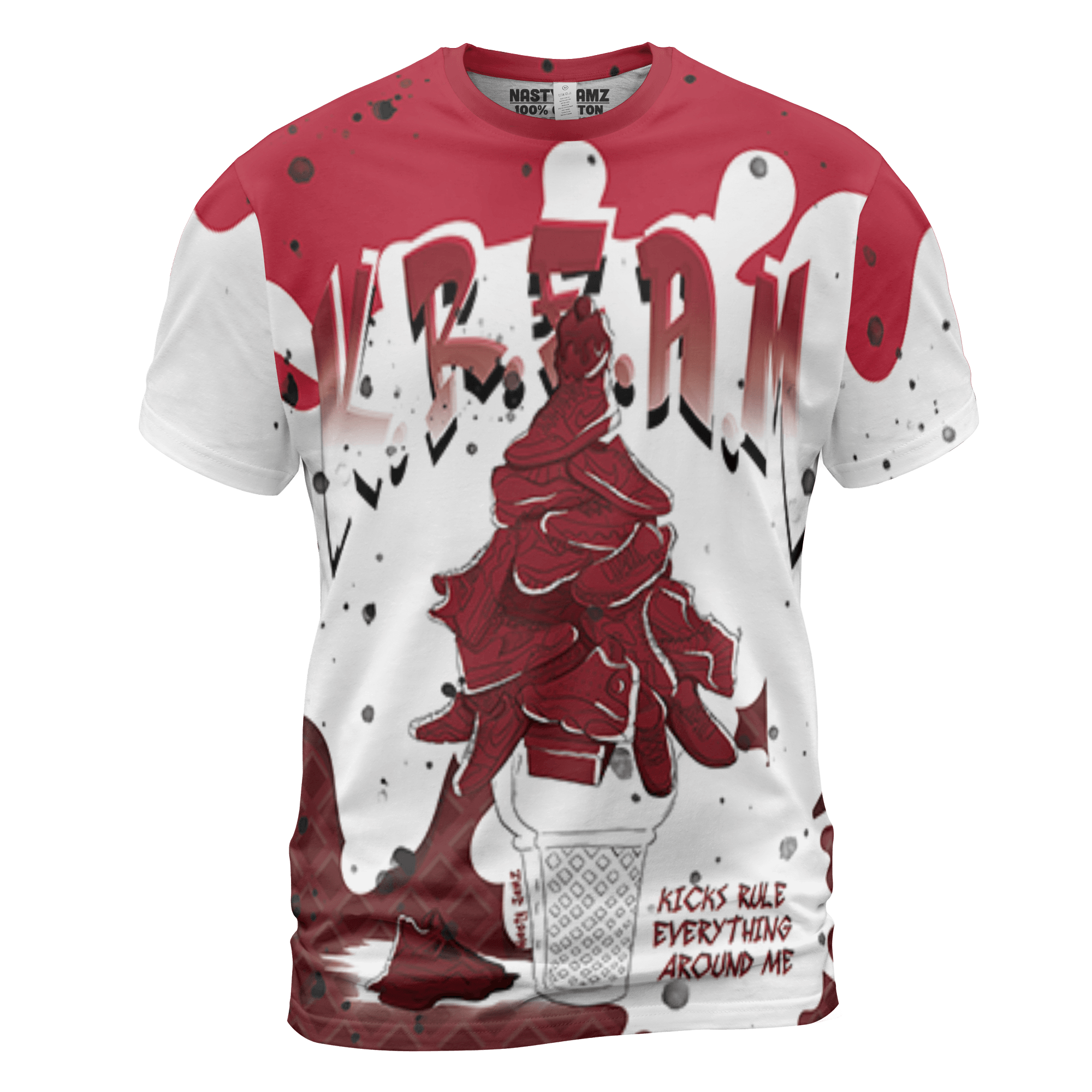 Cherry 12s T Shirt Match KREAM 3D All-Over Print Waffle Cone - NastyJamz