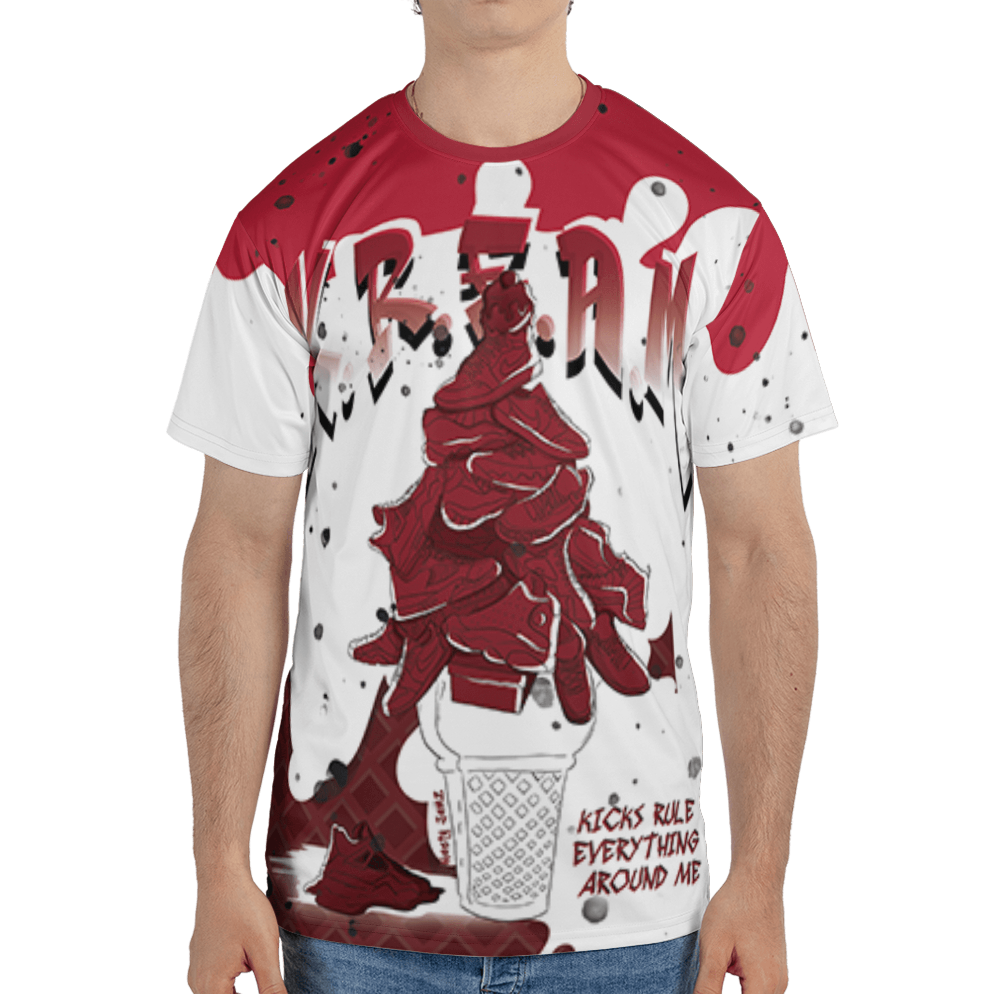 Cherry 12s T Shirt Match KREAM 3D All-Over Print Waffle Cone - NastyJamz