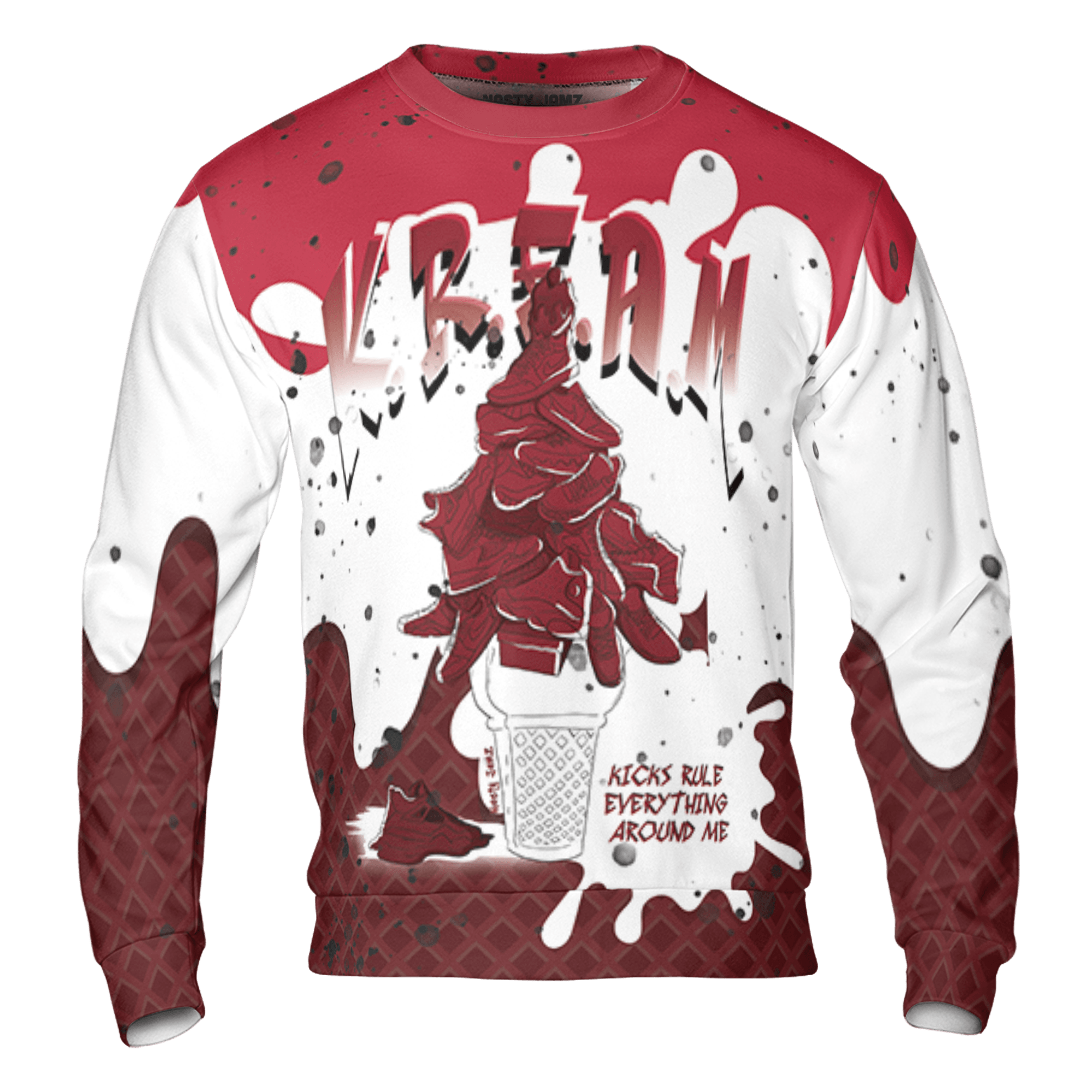 Cherry 12s Sweatshirt Match KREAM 3D All-Over Print Waffle Cone - NastyJamz