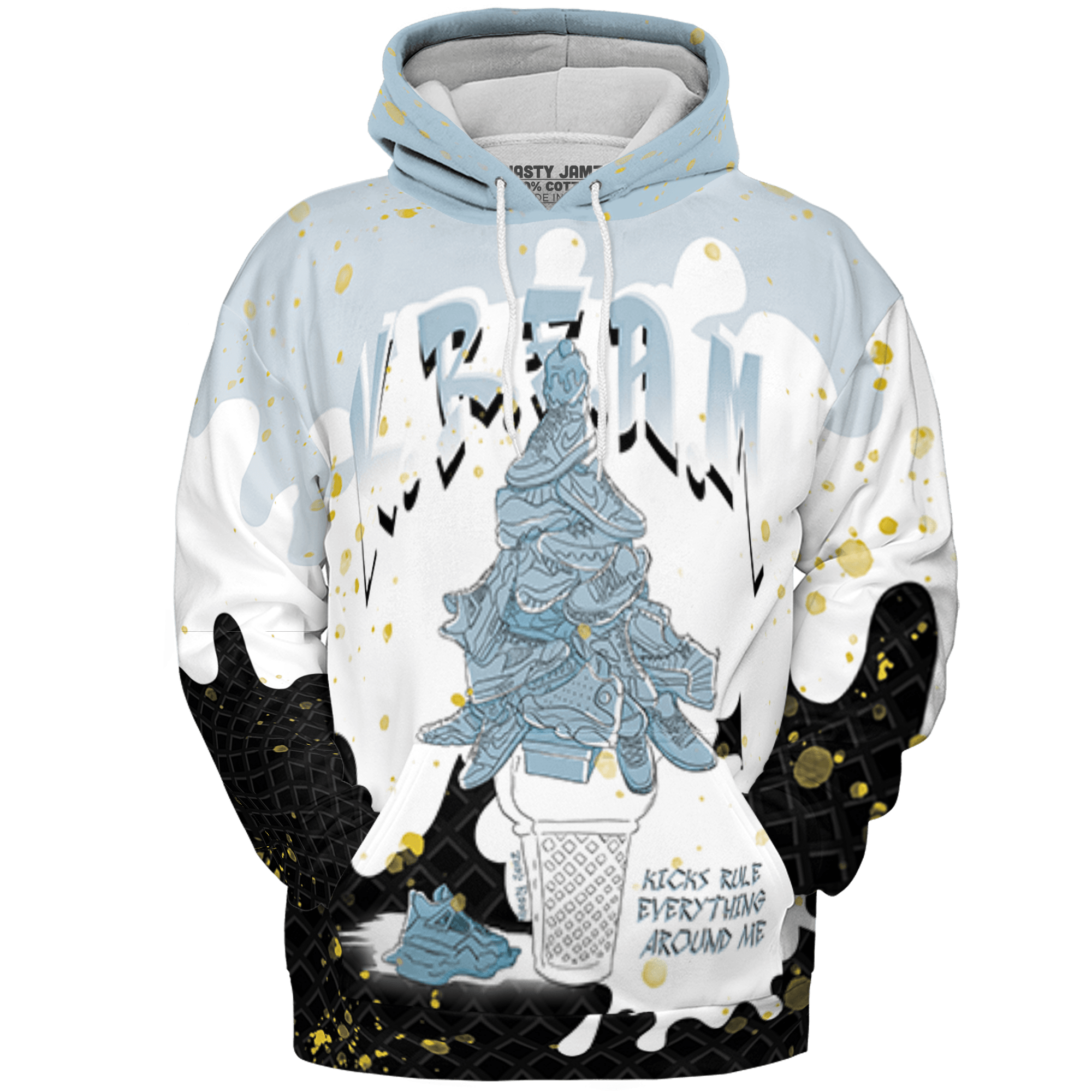 Blue Grey 13s Hoodie Match KREAM 3D All-Over Print Waffle Cone - NastyJamz