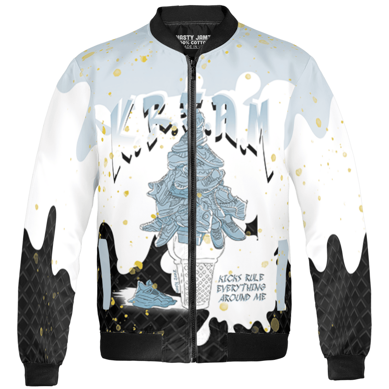Blue Grey 13s Jacket Match KREAM 3D All-Over Print Waffle Cone - NastyJamz