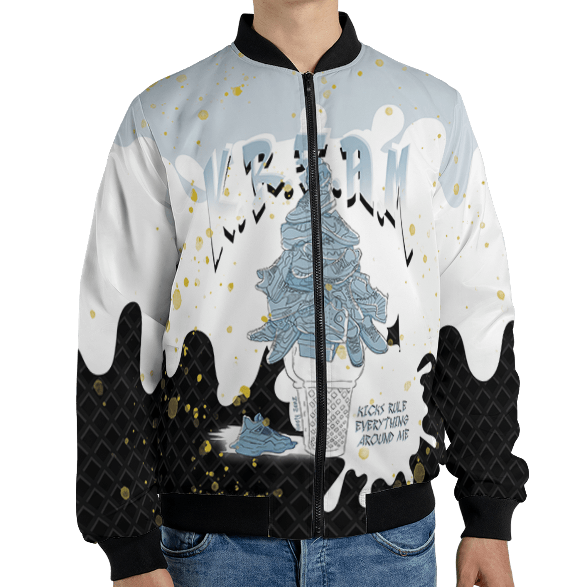 Blue Grey 13s Jacket Match KREAM 3D All-Over Print Waffle Cone - NastyJamz