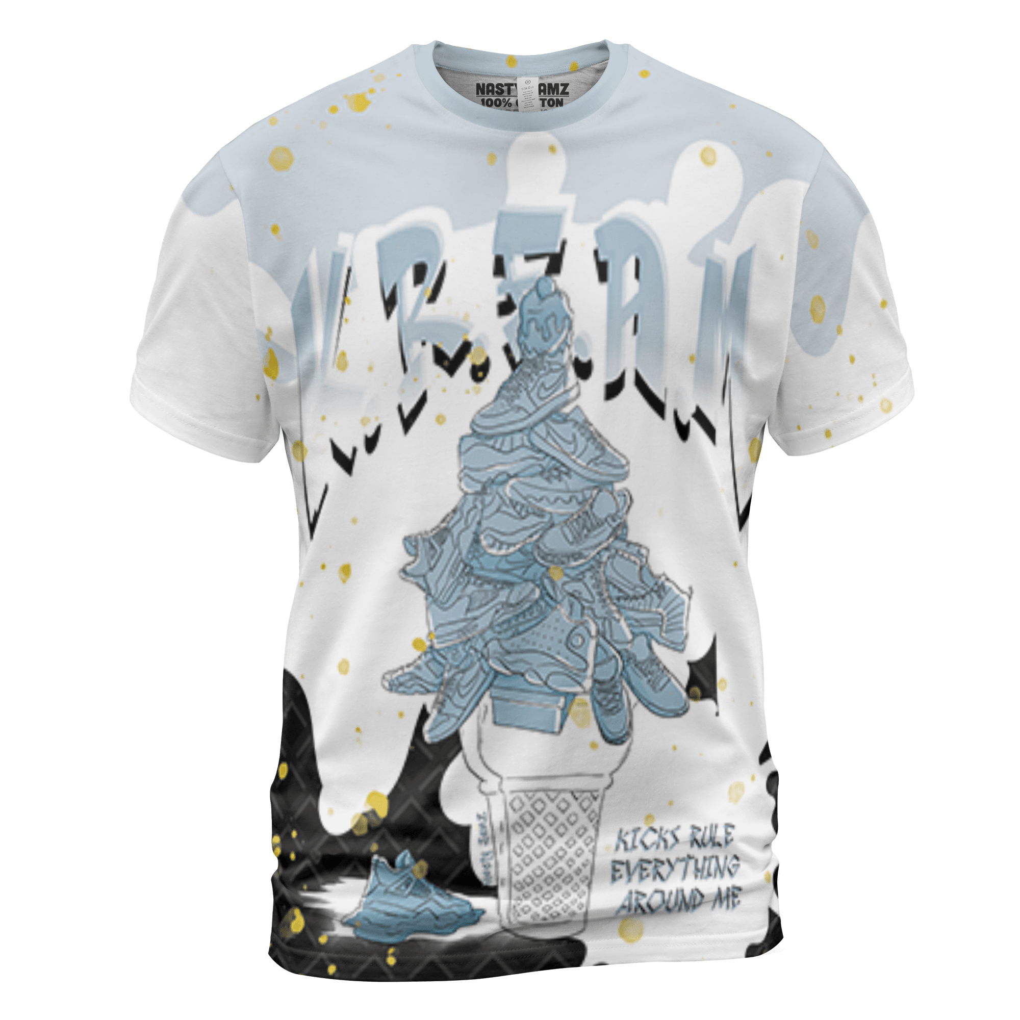 Blue Grey 13s T Shirt Match KREAM 3D All-Over Print Waffle Cone - NastyJamz