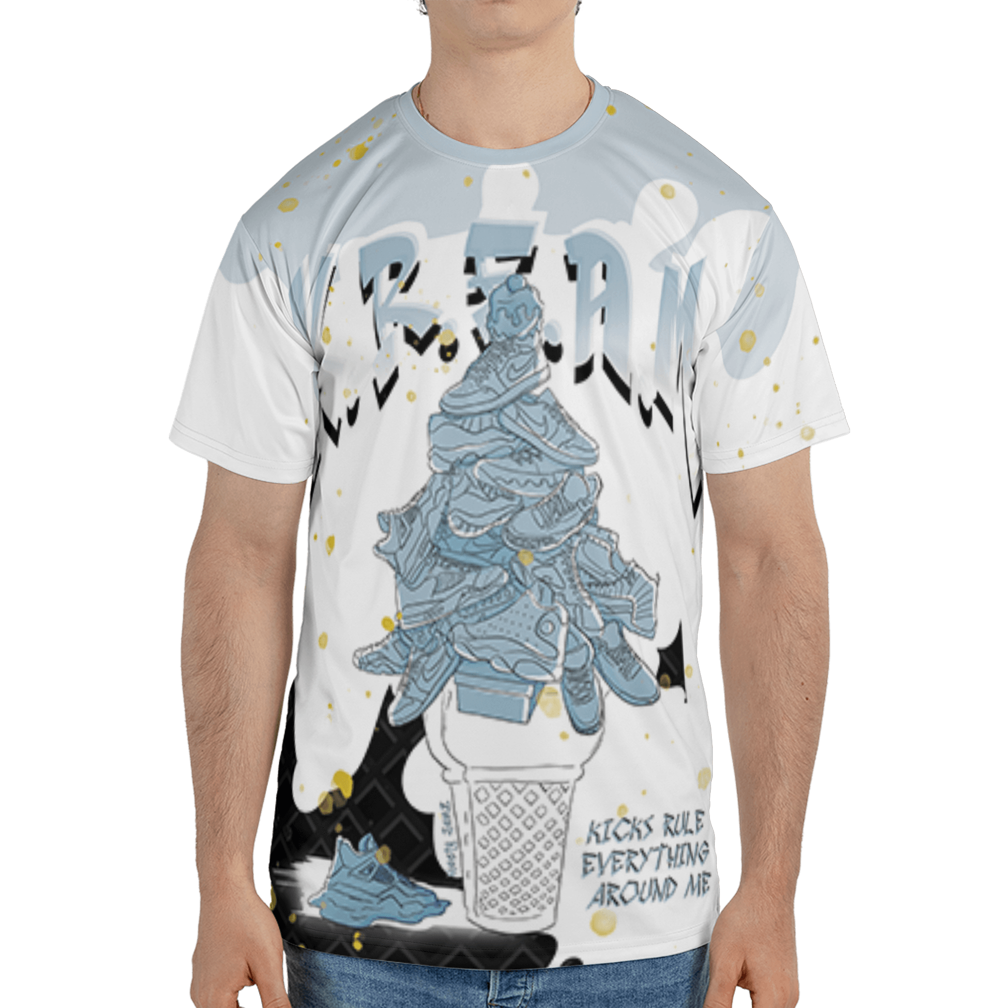 Blue Grey 13s T Shirt Match KREAM 3D All-Over Print Waffle Cone - NastyJamz