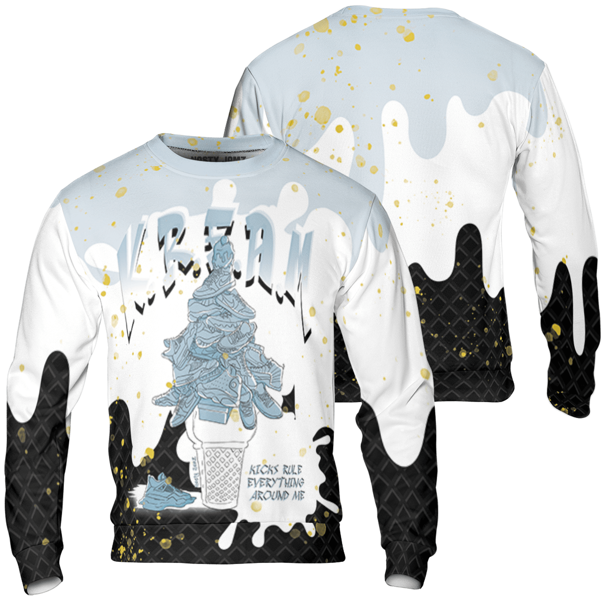 Blue Grey 13s Sweatshirt Match KREAM 3D All-Over Print Waffle Cone - NastyJamz