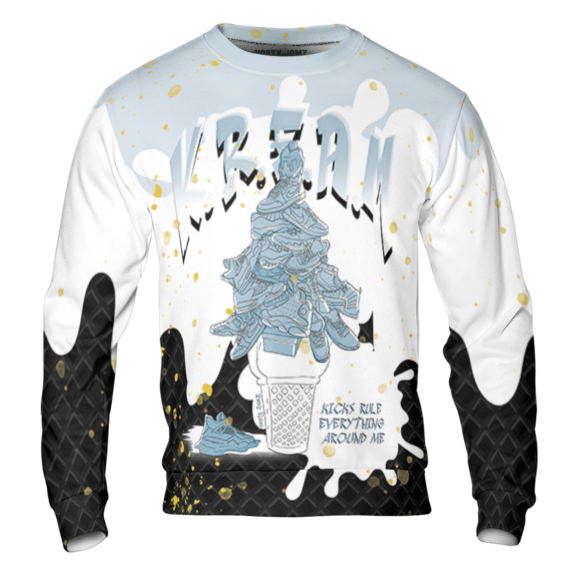 Blue Grey 13s Sweatshirt Match KREAM 3D All-Over Print Waffle Cone - NastyJamz