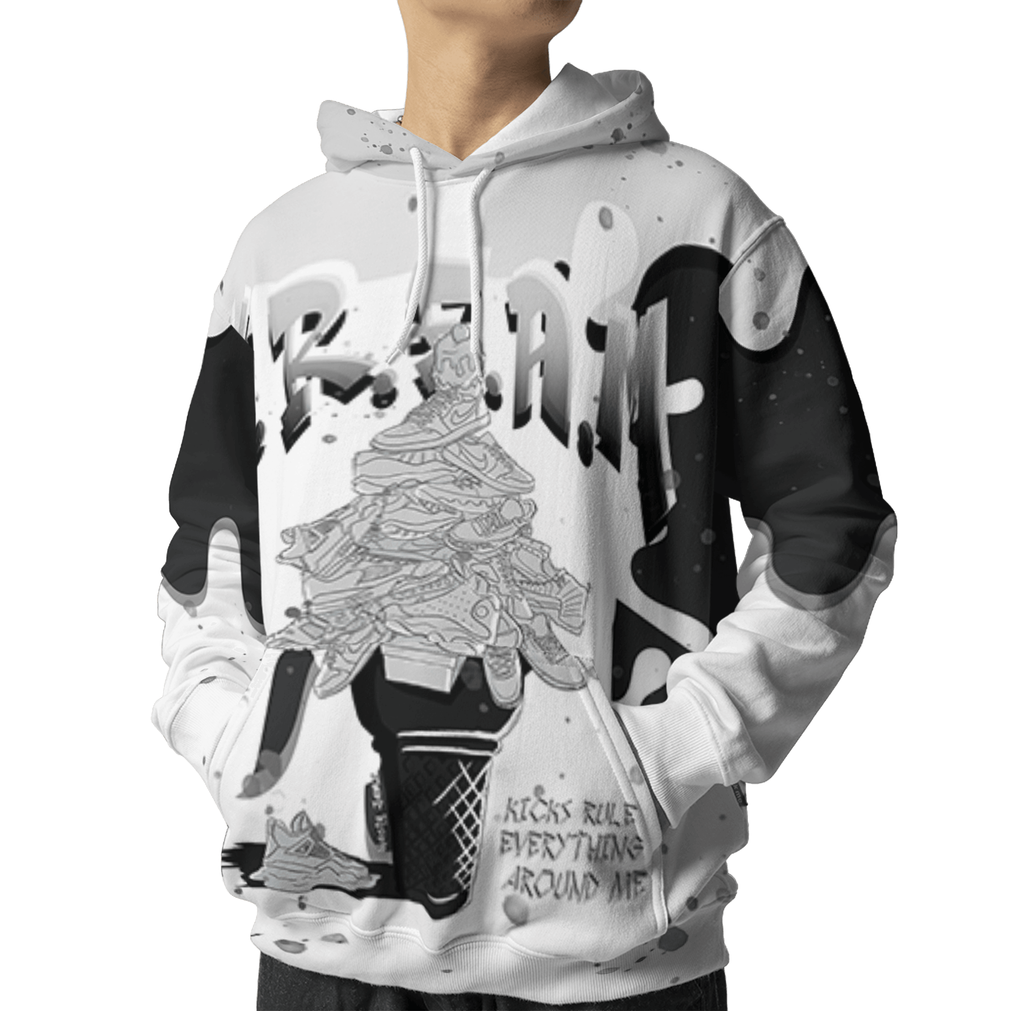 Retro High OG Black White 1s Hoodie Match KREAM 3D All-Over Print Waffle Cone - NastyJamz